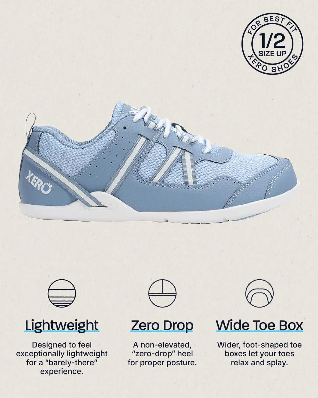 Xero Shoes Damskie buty sportowe Prio Barefoot Athletic, niebieski (Dusty Blue), 39.5 EU