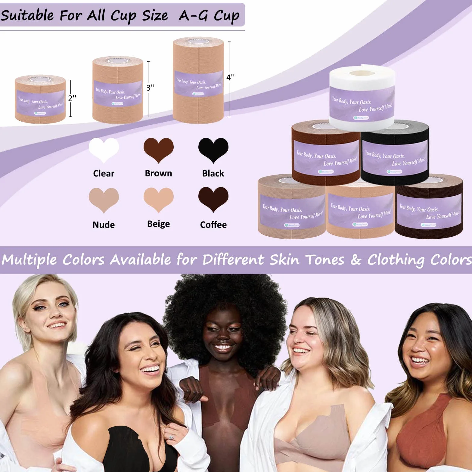 Boob Tape Set - Boobytape for Breast Lift and Nipple Covers for Women - Instant Lifting Boobytape for Breast Lift Plus Size and Good Lines Boobytape