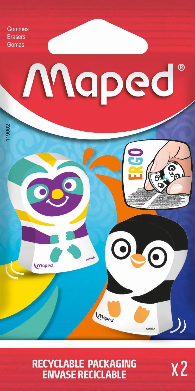Maped 119002 Gumki do Mazania, Wielokolorowy, 2 sztuki