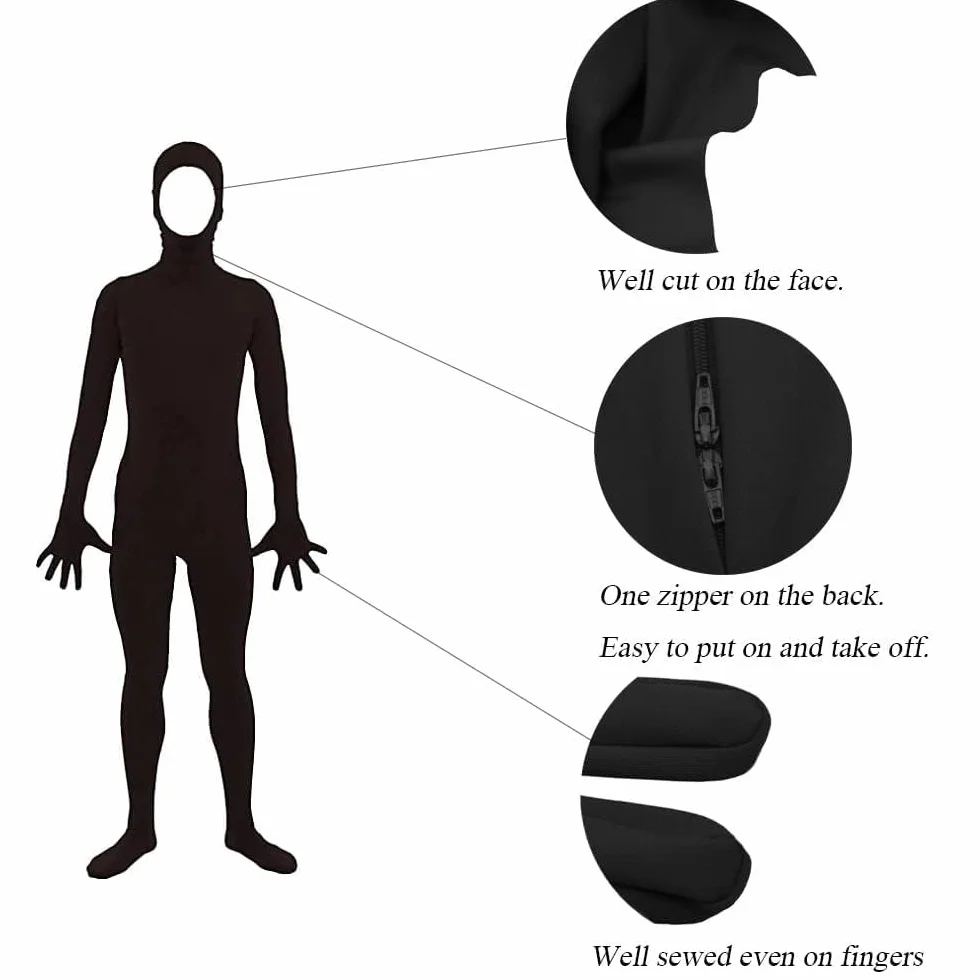Aniler Kombinezon dla mężczyzn i kobiet, wykonany ze spandexu, z pełnym pokryciem ciała i odkrytą twarzą (Zentai Bodysuit)