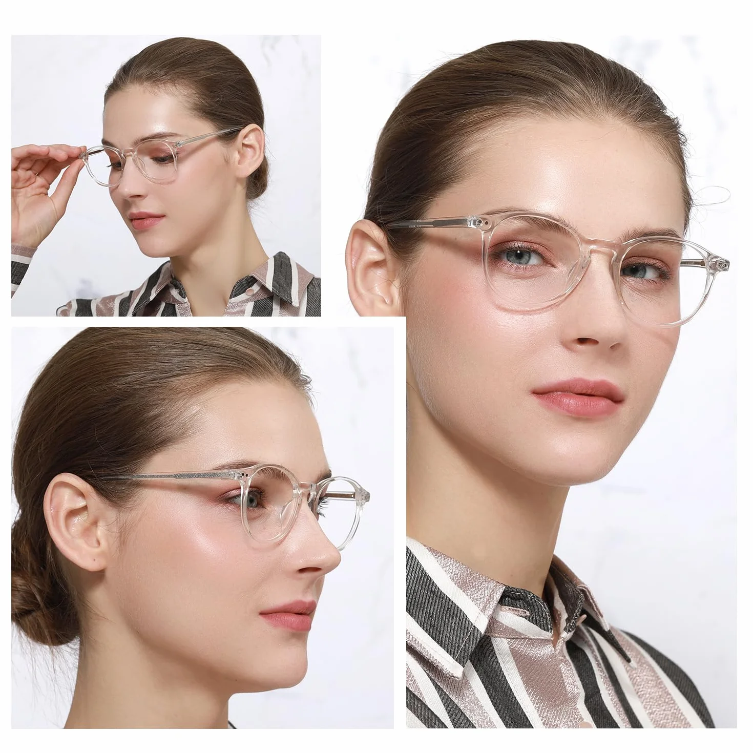 ZENOTTIC Okrągłe oprawki okularów w stylu vintage, bez ostrości wzroku, retro, przezroczyste soczewki, dla kobiet i mężczyzn