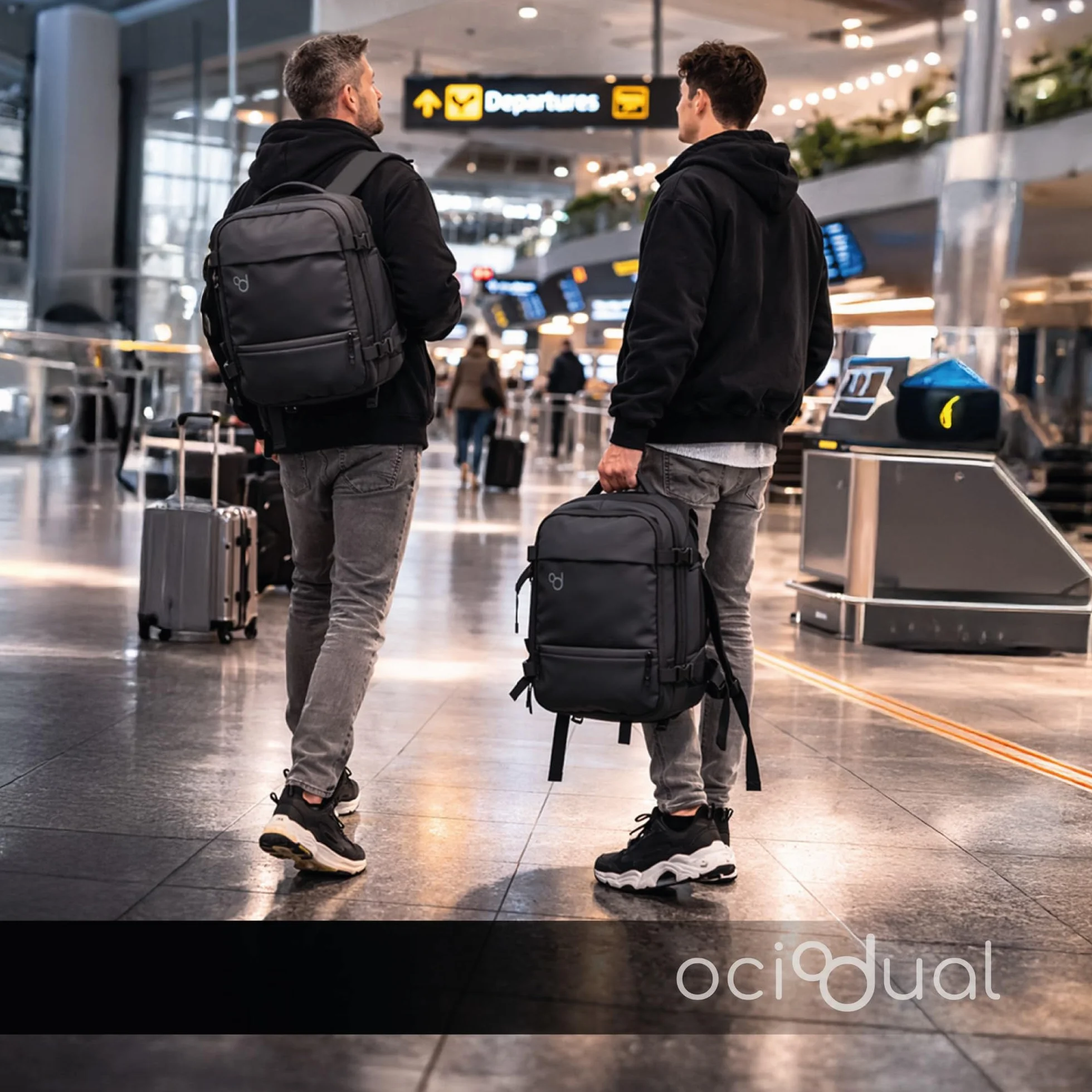 OcioDual Plecak podręczny Ociodual 40 × 30 × 20 cm, rozszerzalny plecak kabinowy, torba kabinowa z przegrodą na laptopa, wieloma kieszeniami i otwarciem 180°, czarny