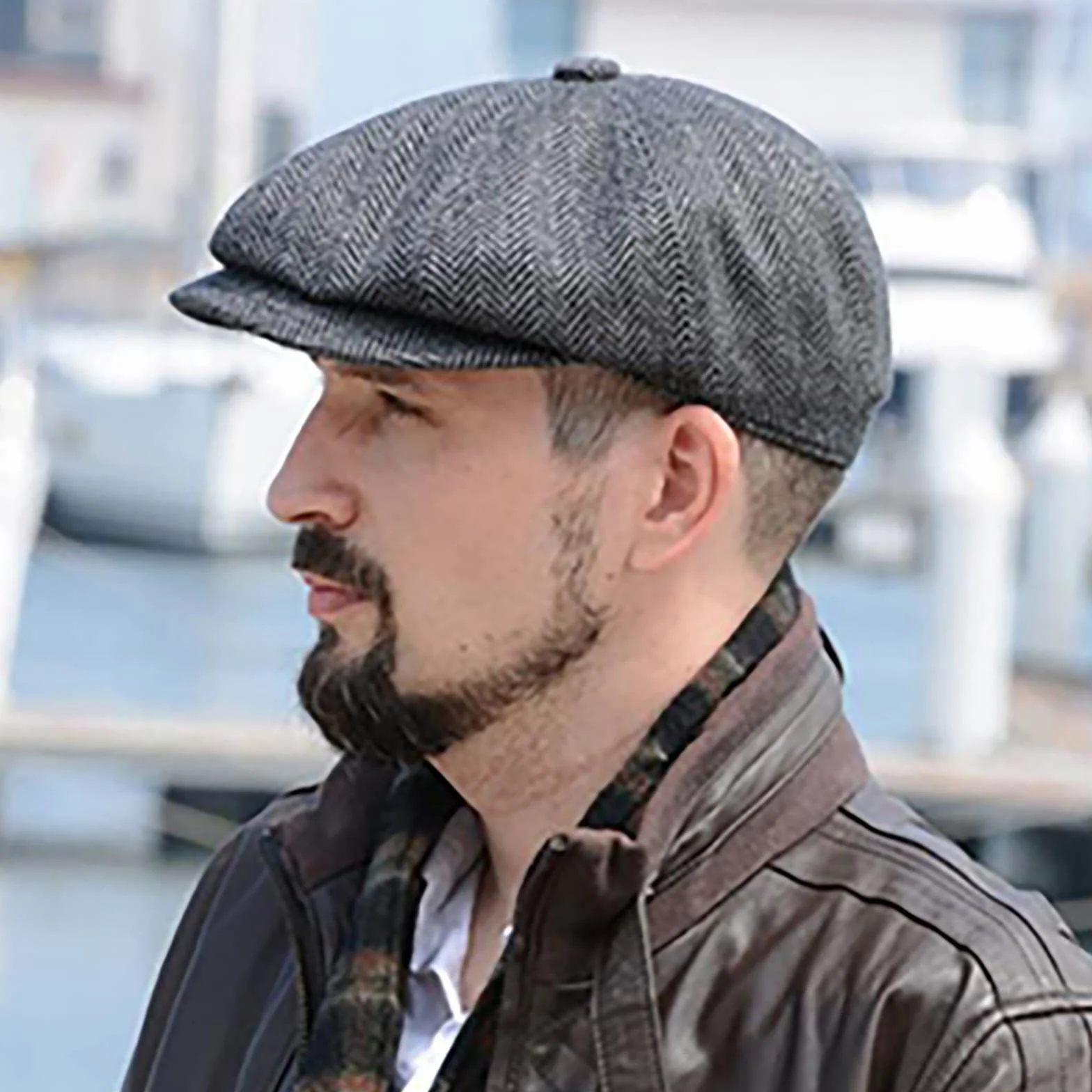 Zimowa płaska czapka męska, czapka beanie typu jodełka, czapka beret Oomo w jodełkę, irlandzka czapka Baker Boy płaska czapka gazeciarza czapka