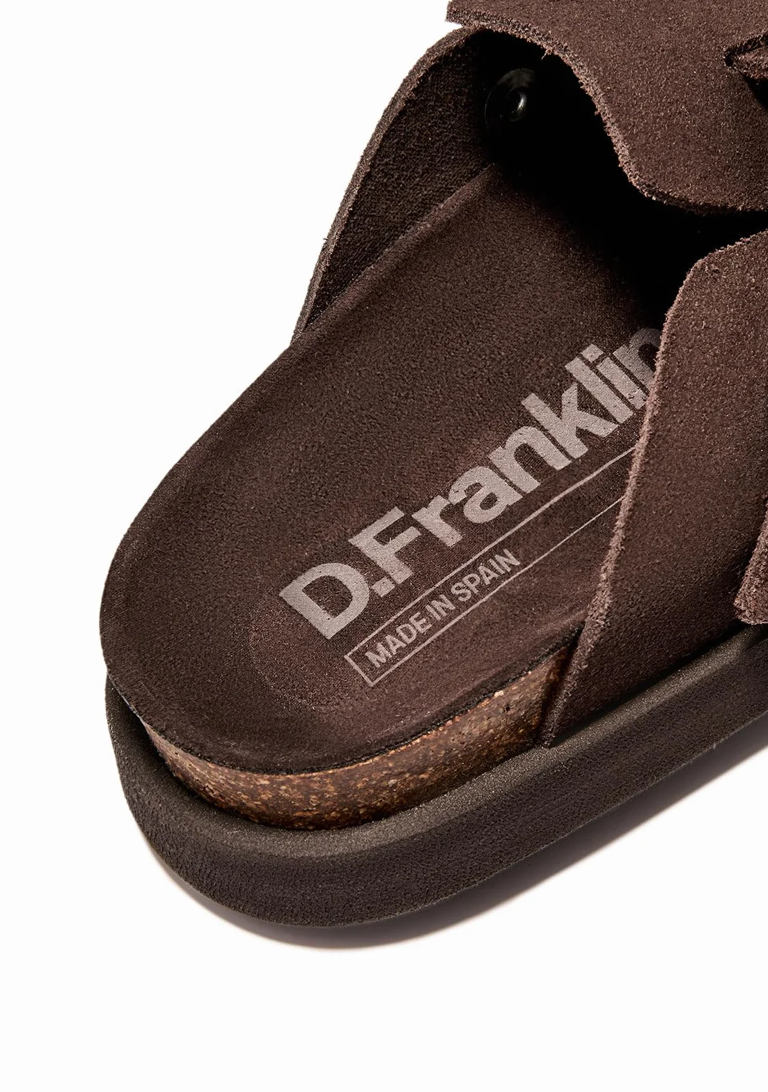 D. Franklin Drewniaki unisex z klamrą w kolorze czekoladowego brązu Vibe Clog - Wygodne, płaskie sportowe sandały na lato - Rozmiar (44)