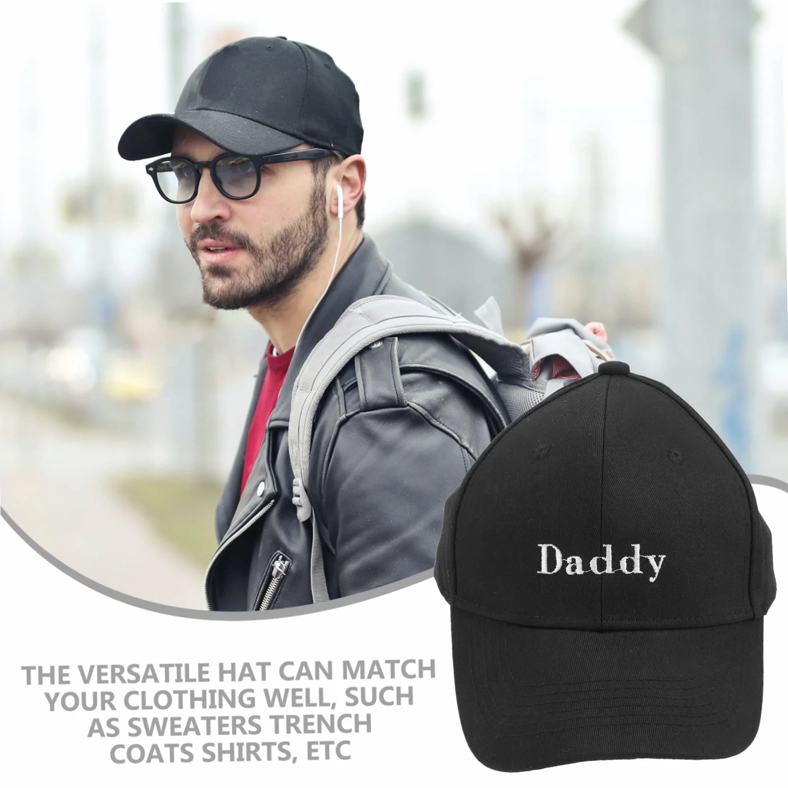 OUNONA Czarny Kapelusz Baseballowy Daddy Męski Kapelusz Przeciwsłoneczny Peaked Cap Do Użytku Zewnątrz Akcesorium Każdą Okazję