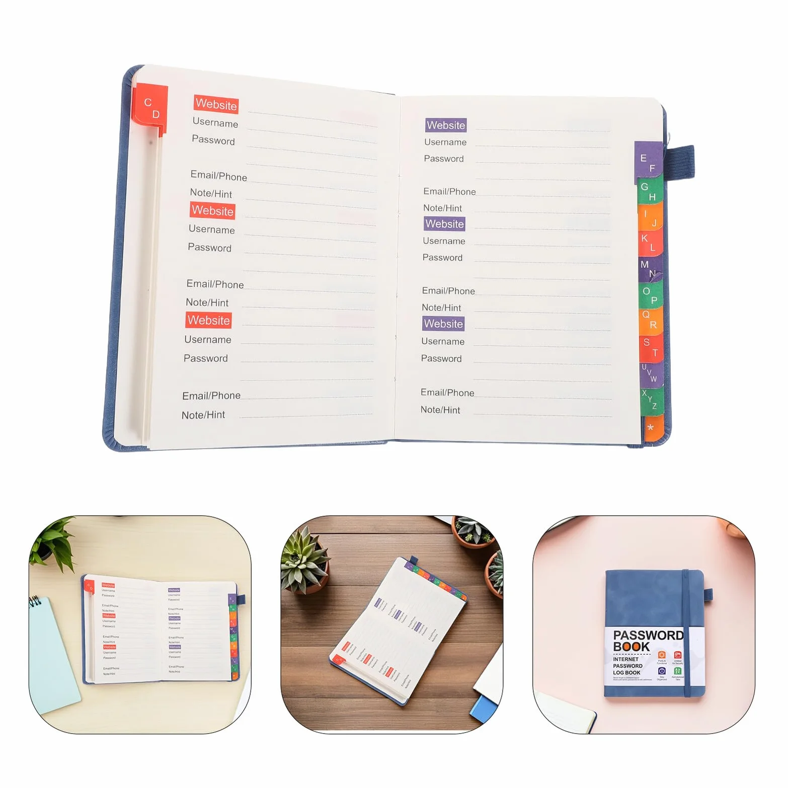BETOOKY Password Book with Alphabetical Tabs for Seniors Password Keeper Organizer for Computer Internet Website Logins And Address Book with Quick Navigation