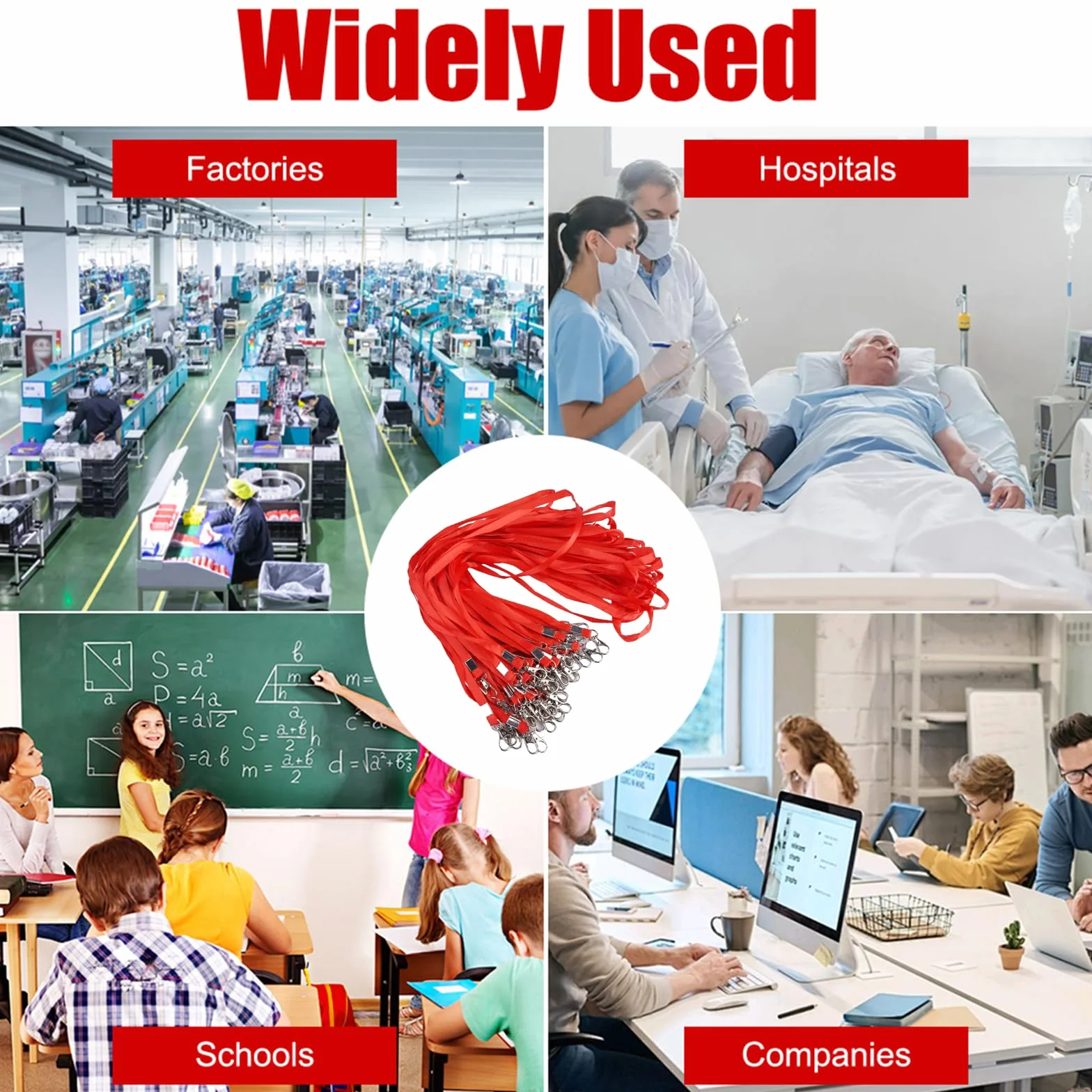 50 sztuk smyczy do zawieszenia, smycze do kluczy do identyfikatorów, smyczy do zawieszenia, do etui na karty, kluczy (kolor czerwony)