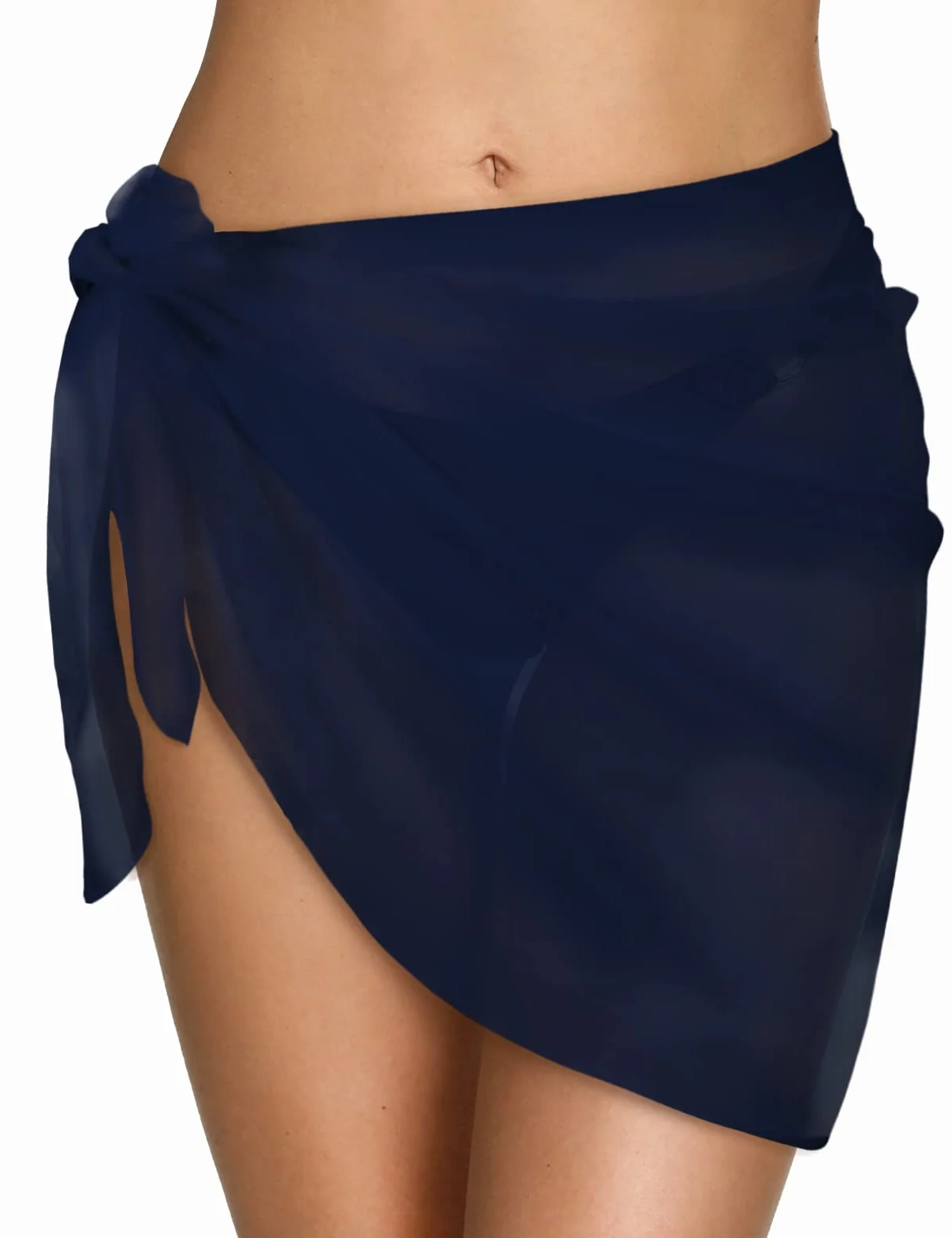 Xnova kobiety pareo plaża Sarong spódnica szyfonowa sukienka bikini stroje kąpielowe damskie krótkie lato okładka do kąpieli basen wakacje sexy strój kąpielowy jednolity kolor, Granatowy 2, rozmiar