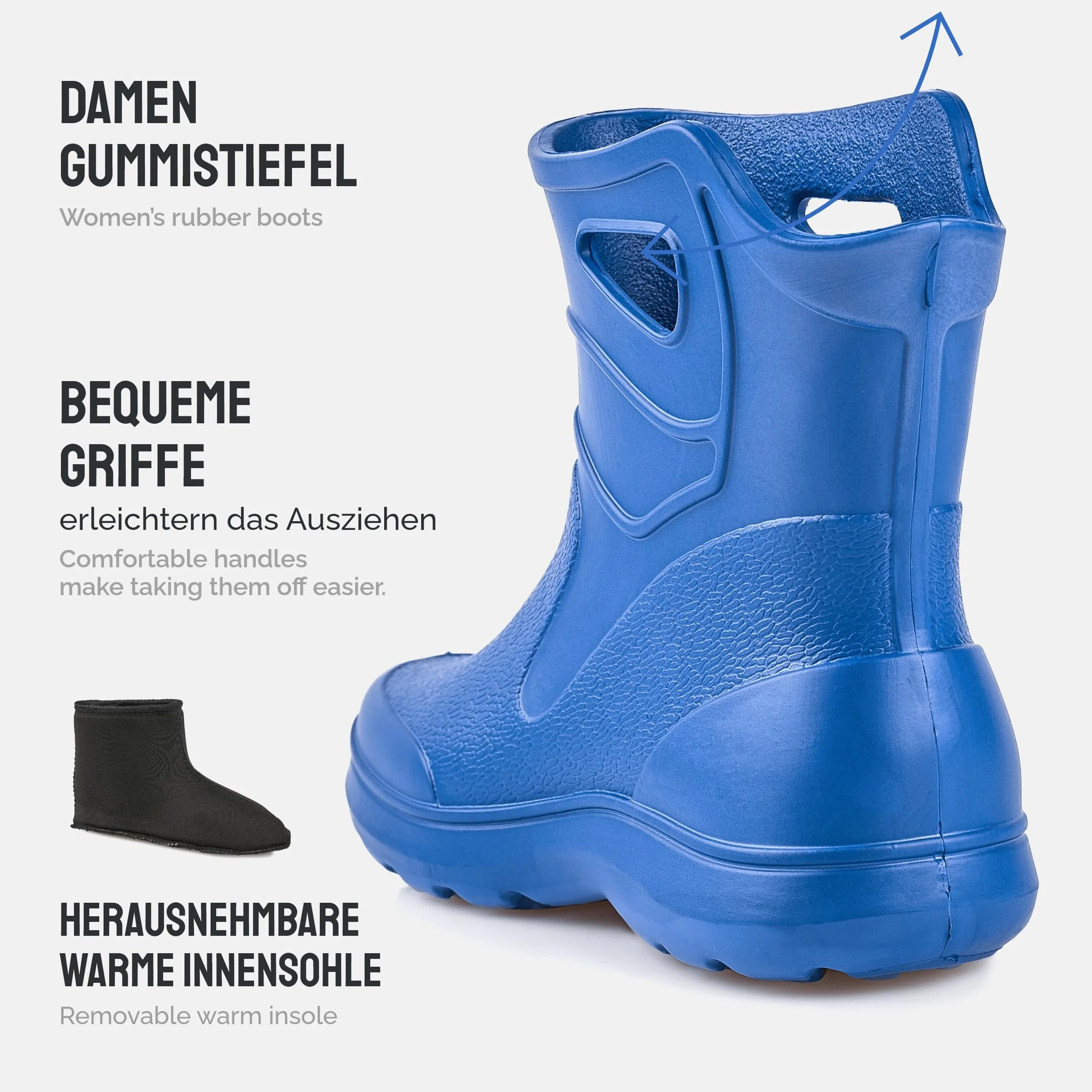 Ladeheid Damskie kalosze damskie, lekkie, wodoodporne, z tworzywa EVA, wygodne i wygodne buty gumowe damskie KL027D