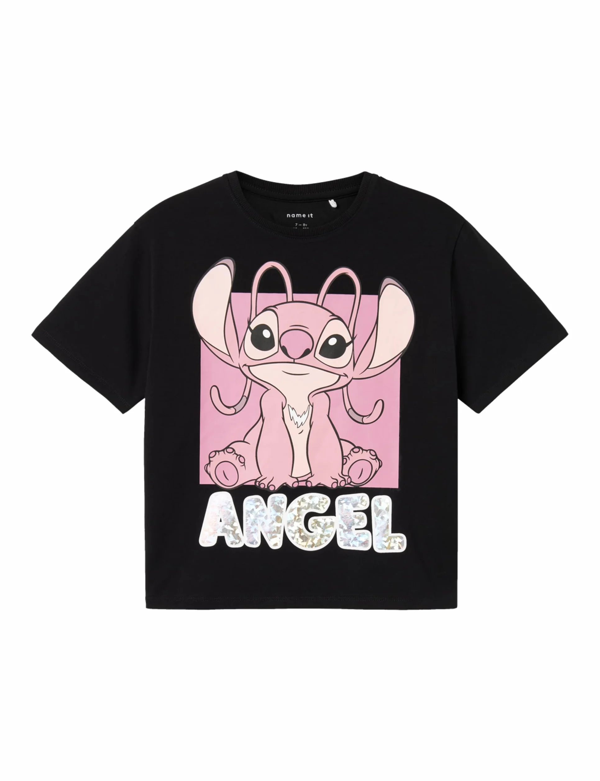 NAME IT Dziewczęca Nkfnyri Stitch Ss Nreg Top Box Wdi T-Shirt, czarny, 116