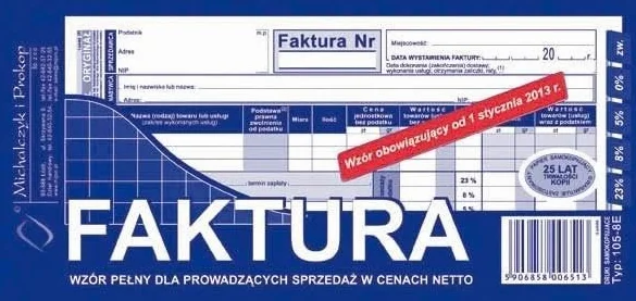 Ak faktura Vat pełna 1/3 A4 105-8E