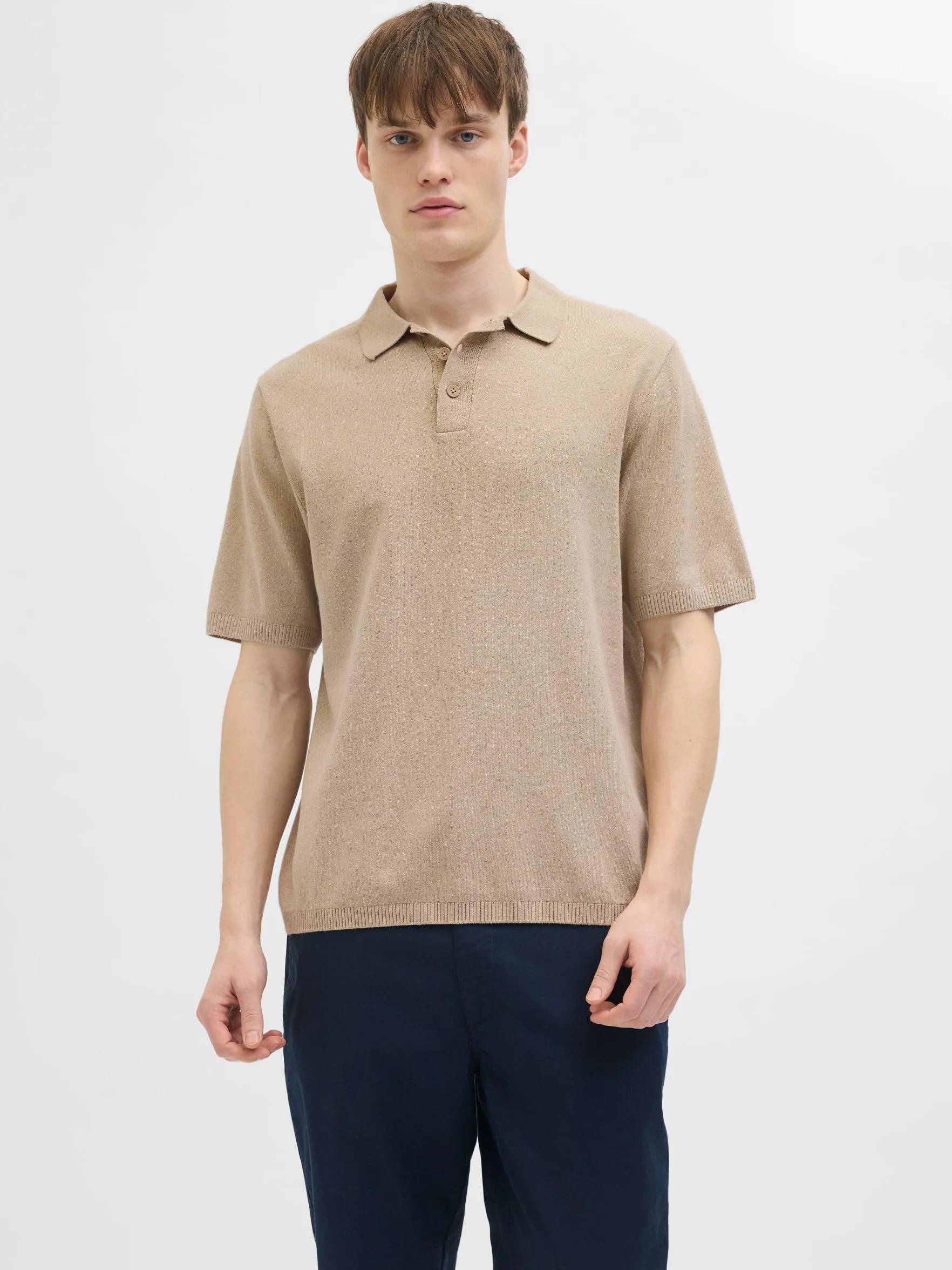 JJ REBEL Jrebcallum Knit Polo Ss, Crockery., M