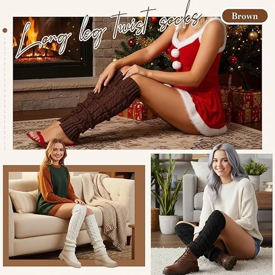3 pary damskich getrów, skarpety szydełkowe, leg warmers Y2K, overknee ocieplacze na nogi, getry dla panów dziewczynek, skarpety do butów na łydki do baletu jazdy na łyżwach, outfit z lat 80
