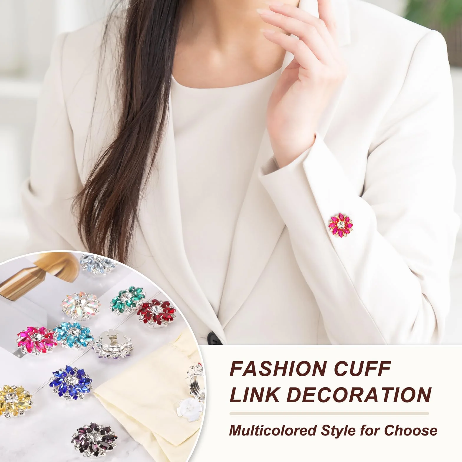PATIKIL Damska osłona guzika, spinki do mankietów ze strasu kwiat do koszuli tuxedo rękaw Costage Man Business Wedding Gift Craft urodziny, srebrny odcień (czarny)