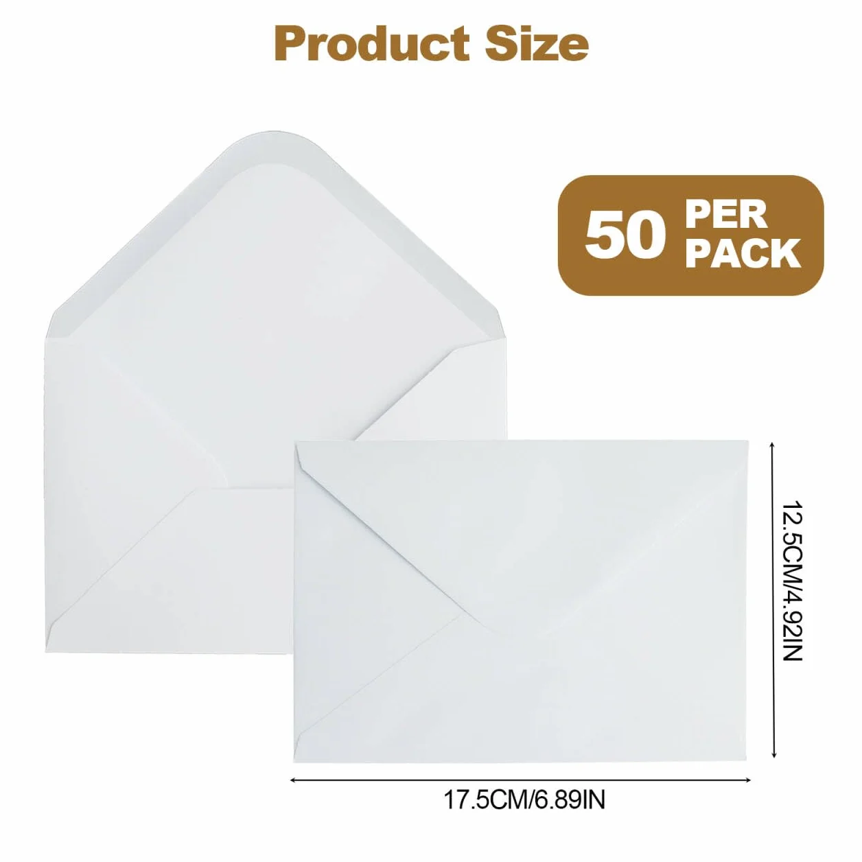60 Sztuk Koperty B6-17,5X12,5cm 130 g/m² Białe Koperty z Klejem Zwilżanym na Kartki Okolicznościowe, Ślub, Ukończenie Studiów, Baby Shower, Przyjęcia, Zaproszenia
