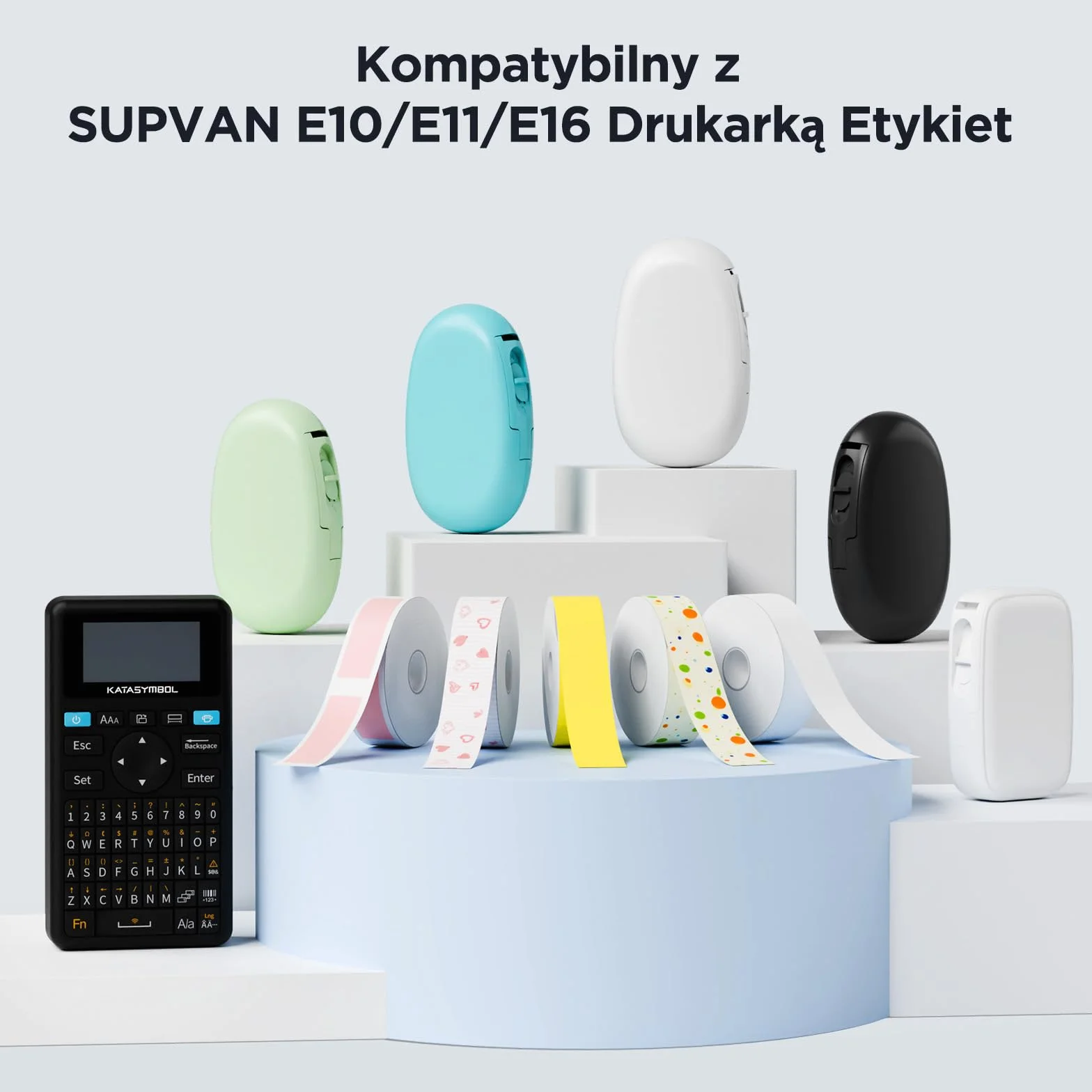 SUPVAN KATASYMBOL E10/E11/E16 Taśma do Etykiet Termiczne Wodoodporne, Samoprzylepne Etykiety Żaroodporne Do Domu, Biura, Szkoły, 15 mm X 6 m, 2 Rolki, Czarny Na Biały