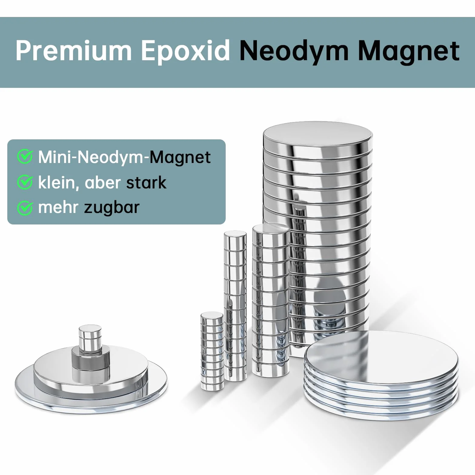 KOBOKO Magnesy neodymowe, 15 x 2 mm, mocne, bardzo mocne, magnetyczne, małe magnesy, do biura, tablica magnetyczna (10 sztuk)