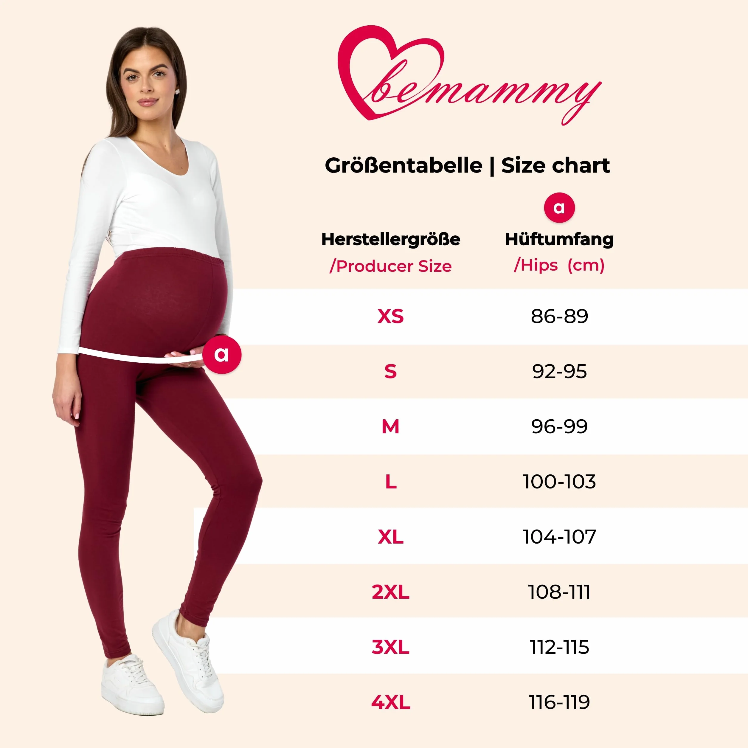 Be Mammy Bawełniane Legginsy Ciążowe Długie BE20-230