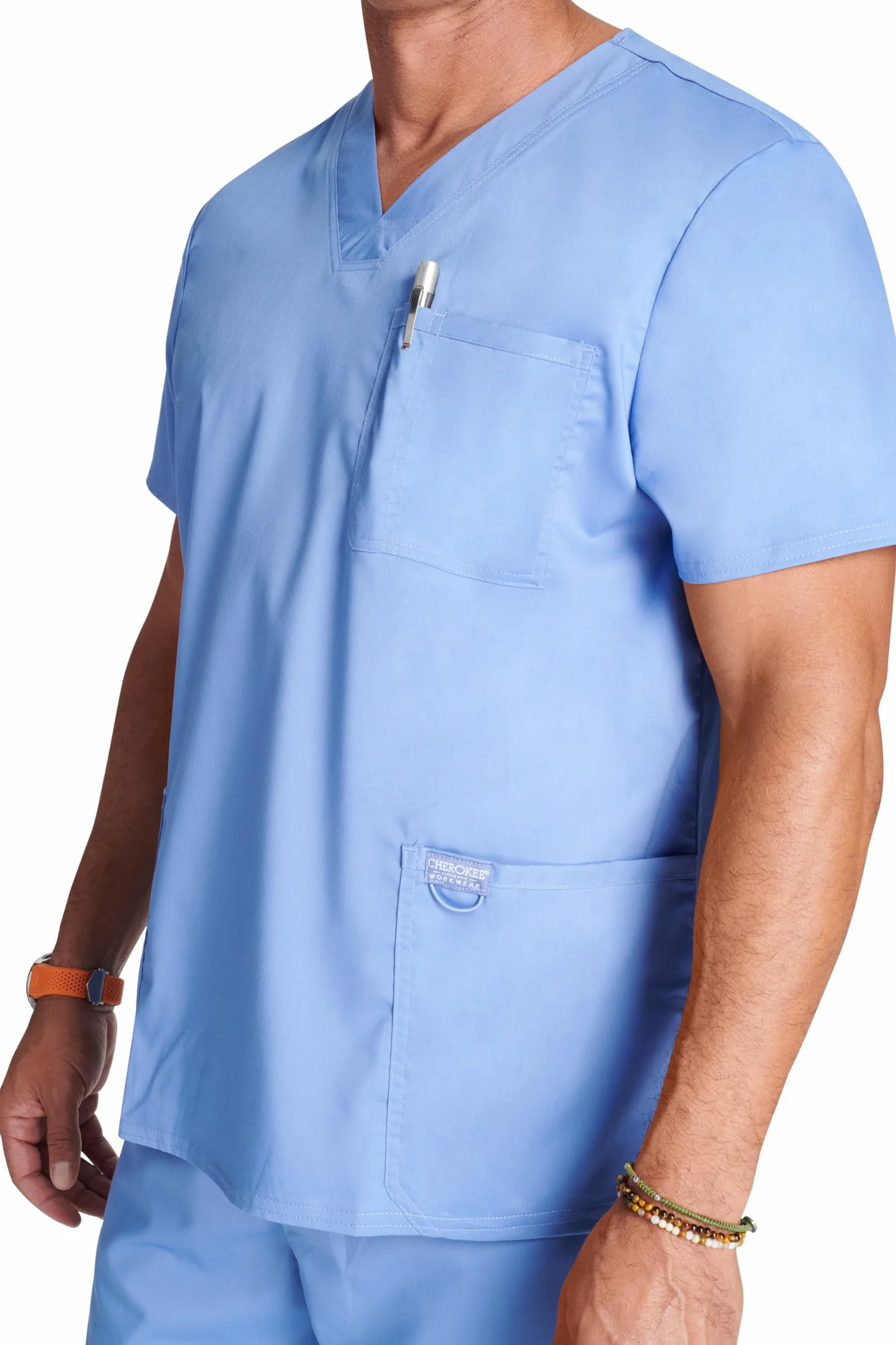 CHEROKEE Męskie Scrub Top Revolution Odzież medyczna Dekolt w serek Z kieszeniami XXL Ciel