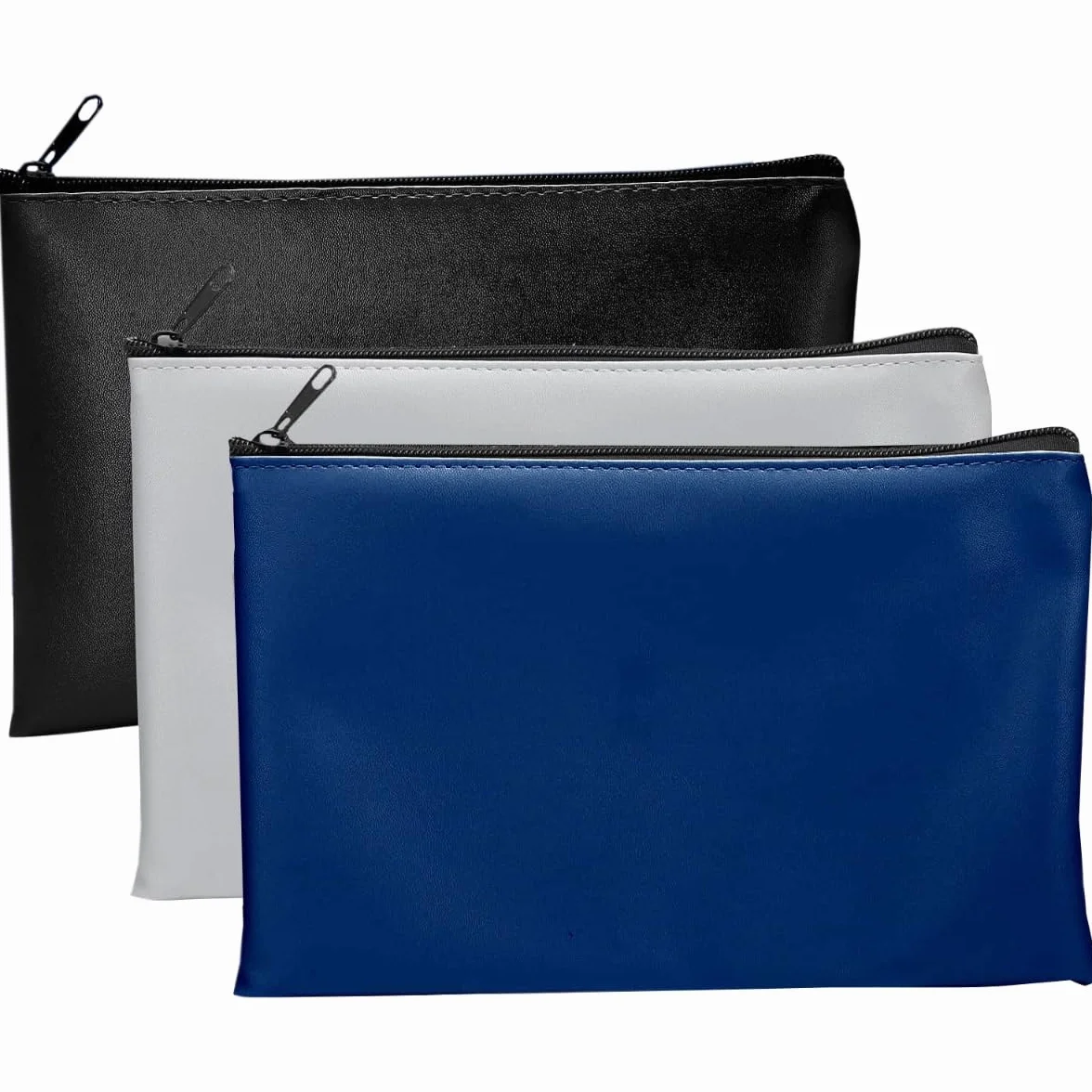 3 szt. torby na pieniądze bankowe z skóry PU, z zamkiem błyskawicznym 30 x 15 cm