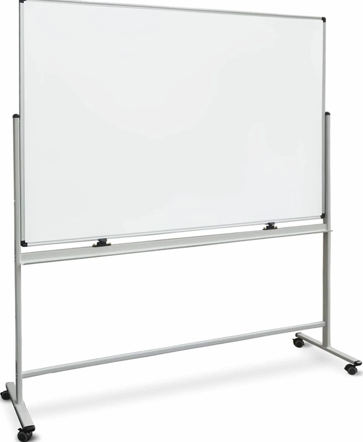 Master of Boards Tablica magnetyczna ze stojakiem, 120 x 220 cm, mobilna biała tablica na rolkach, dwustronna, obrotowa tablica na statyw, magnetyczna, do pisania, zwijana, łatwa do wycierania, z