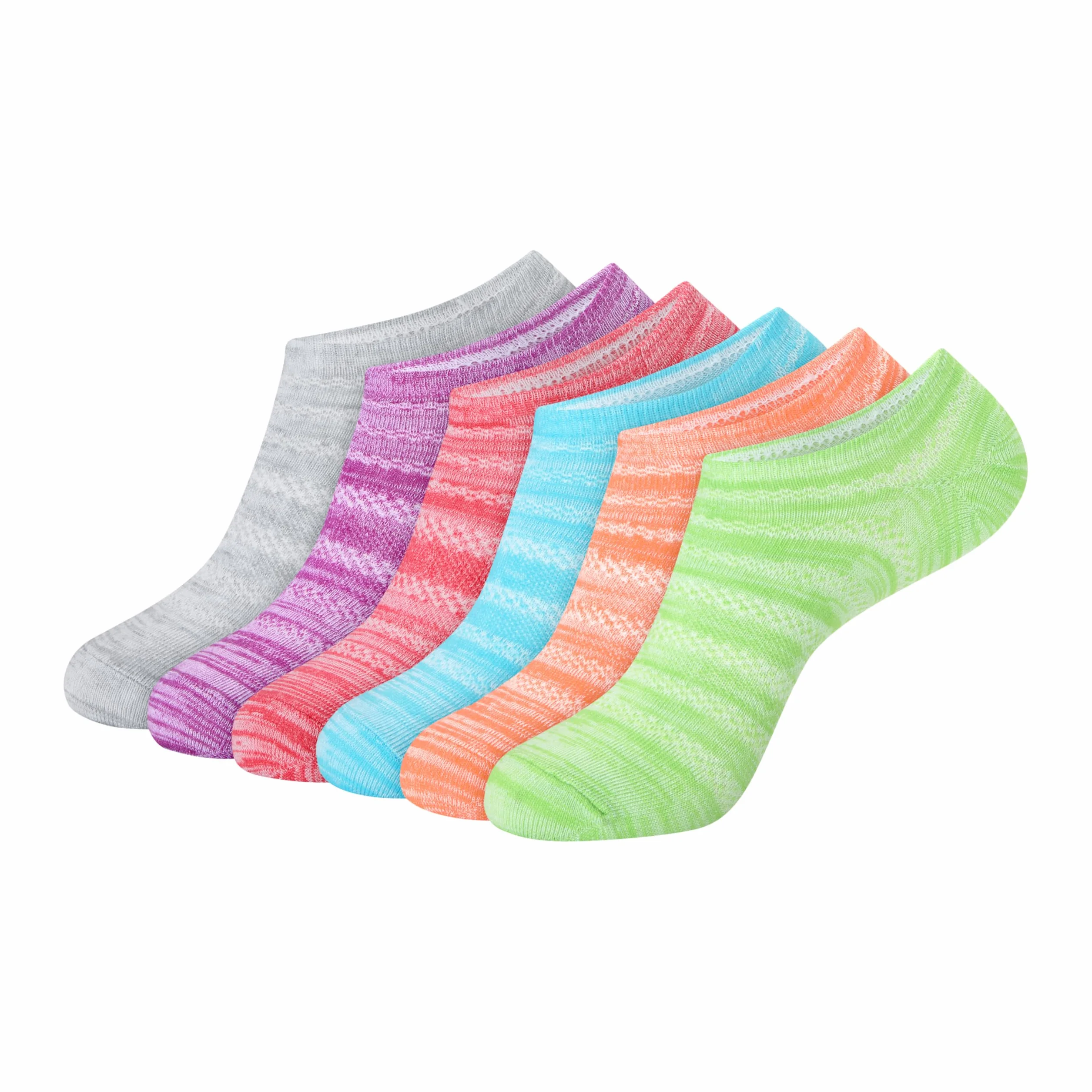 Hanes Women's Lightweight Breathable Super No Show Socks 6 par, różowy/szary akcentujący design, rozmiar buta: 5-9, Różowy/szary akcent