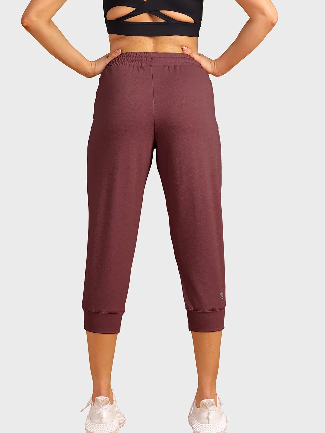 icyzone Damskie spodnie do biegania 3/4 sportowe spodnie do biegania, luźne spodnie dresowe, casualowe spodnie Capri