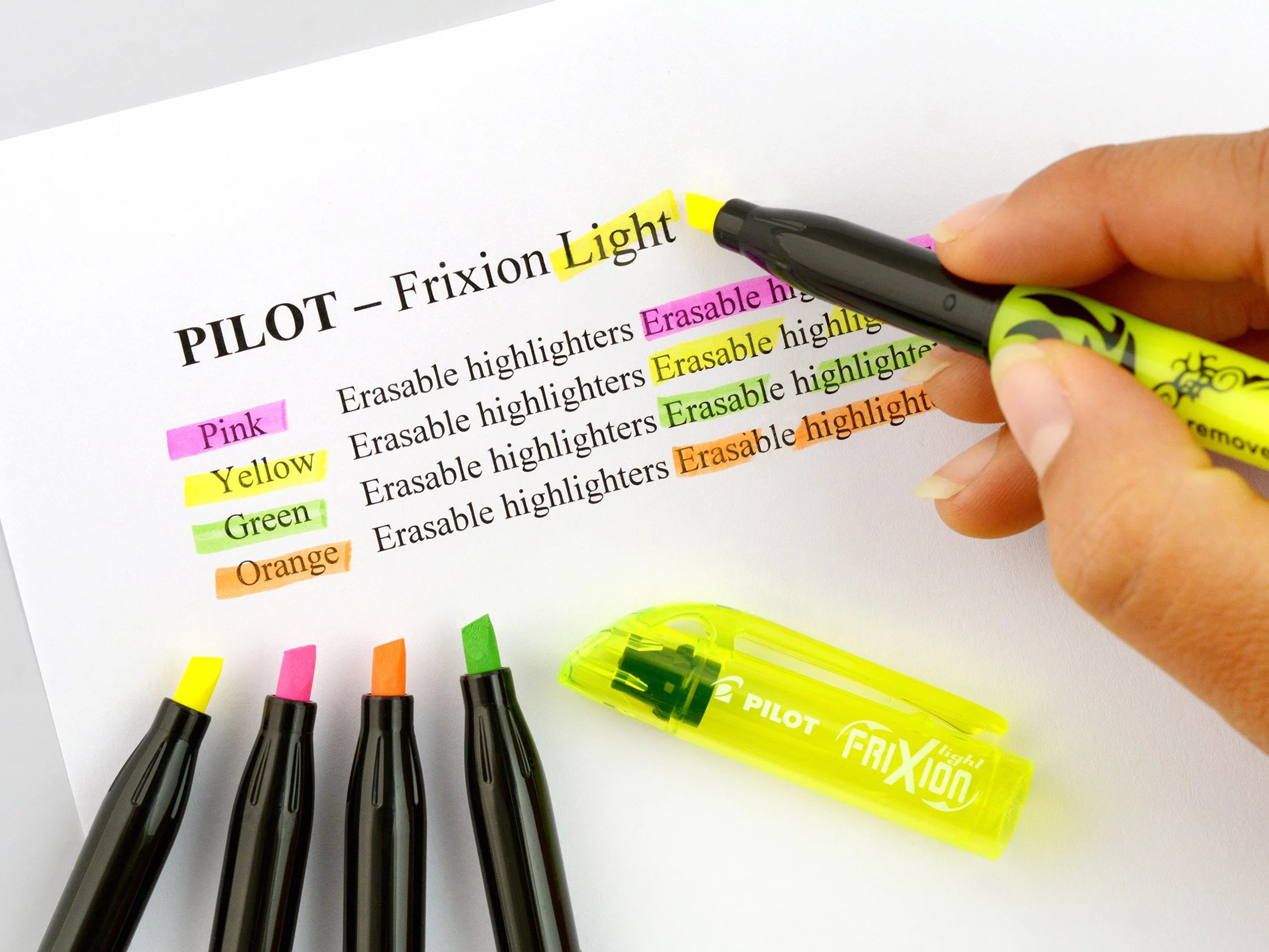 Zestaw 3x wymazywalny zakreślacz PILOT Frixion mix kolorów: 1 x różowy, 1 x żółty, 1 x zielony