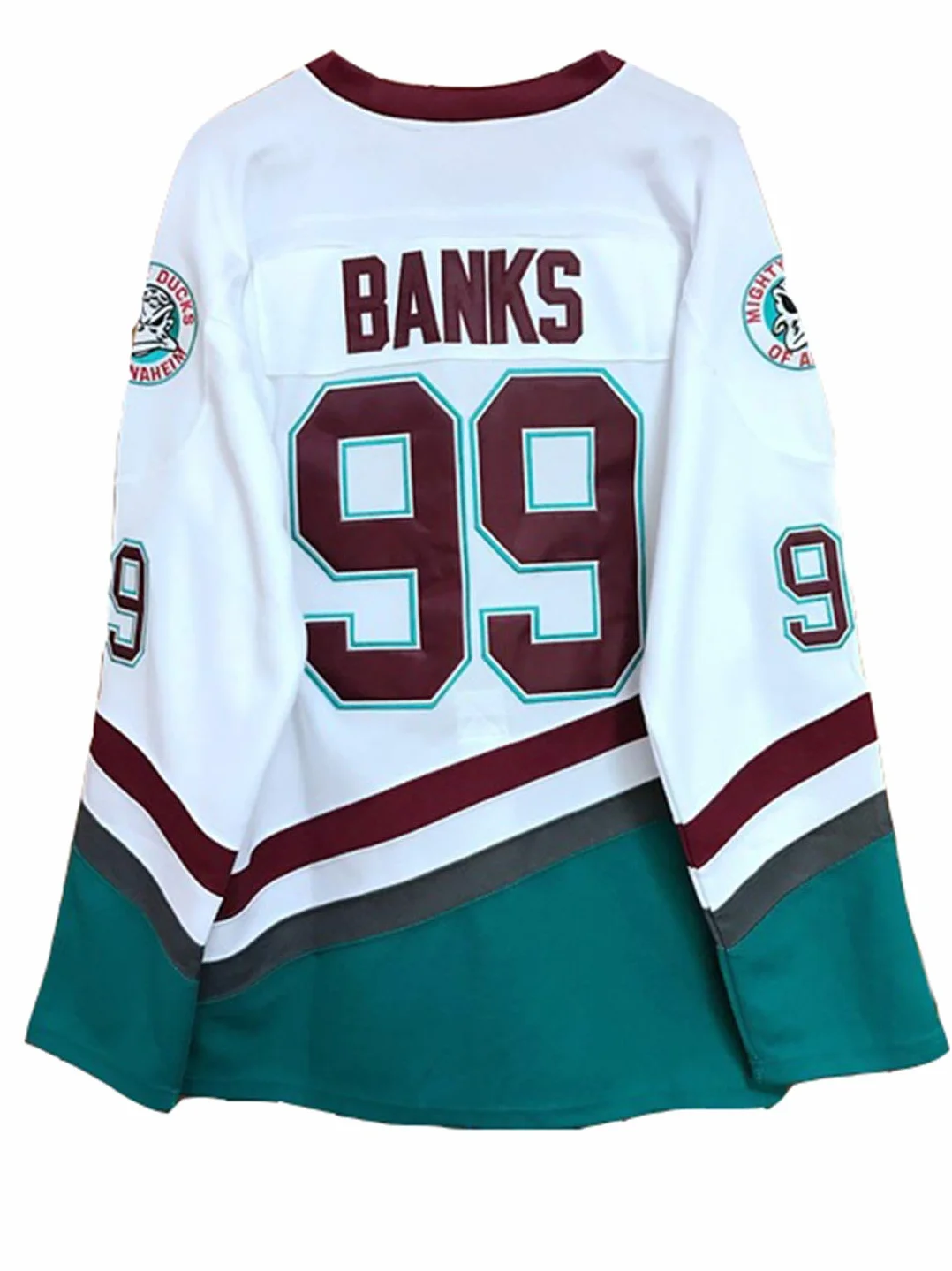 Adam Banks #99 Mighty Ducks koszulka hokejowa na lodzie koszulka filmowa hokej koszulka biała zszywane litery cyfry S-XXXL
