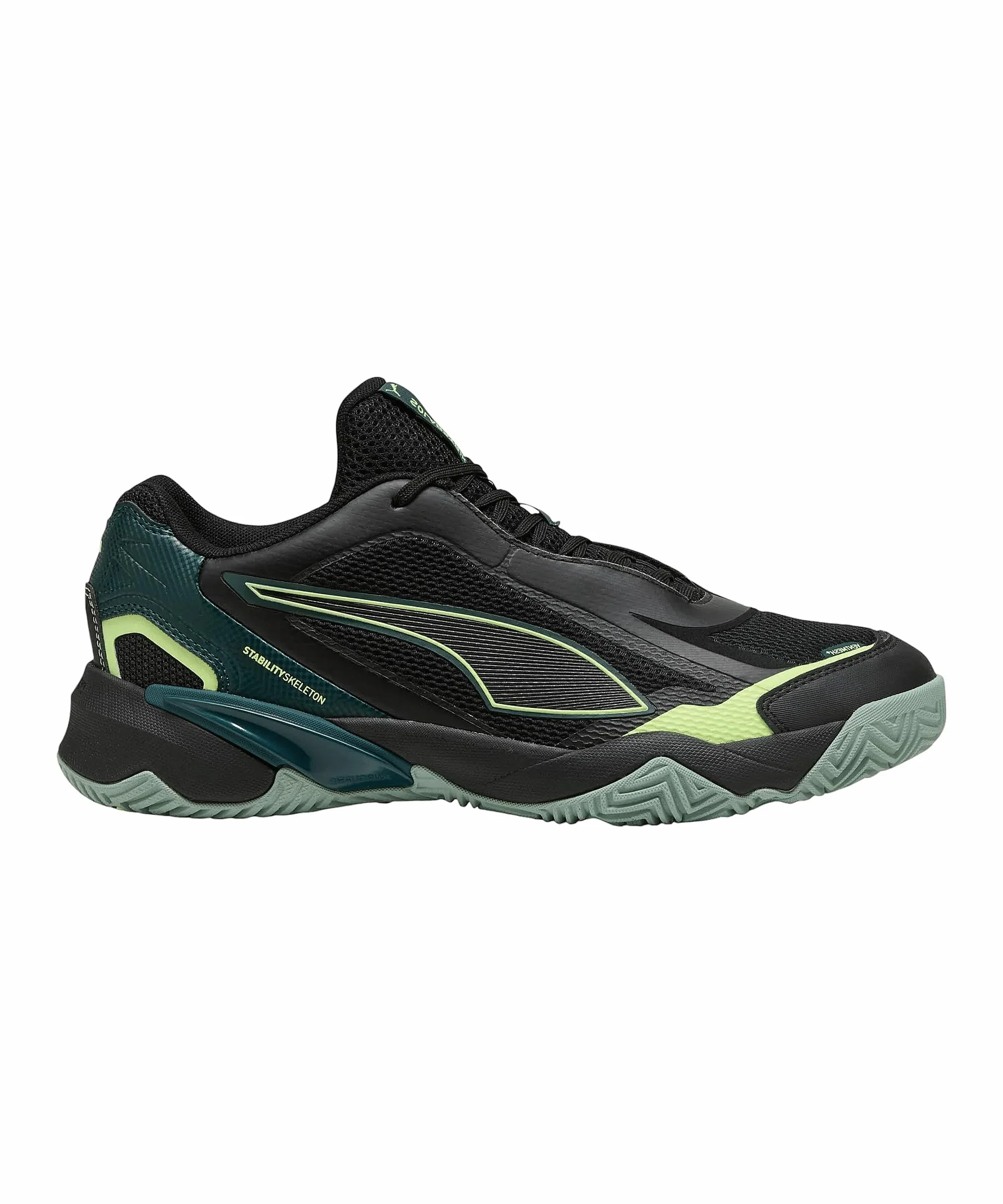 PUMA Unisex Solarstrike 4 buty halowe, Puma Czarny zielony teren gazowany lekki lekki mech, 45 EU