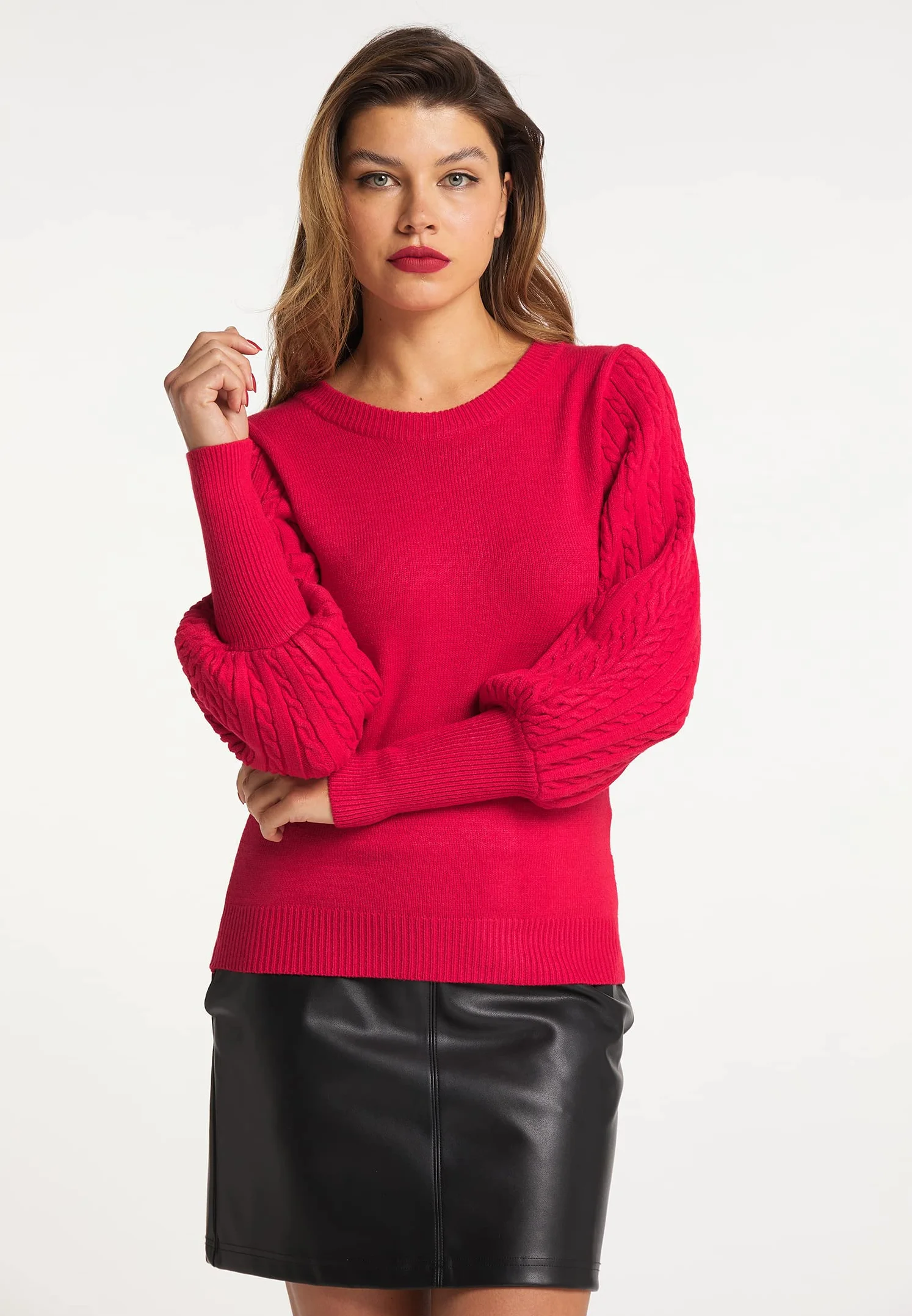 IMANE Damski sweter z dzianiny 11018865-IM01, czerwony, XS/S, czerwony, XS-S