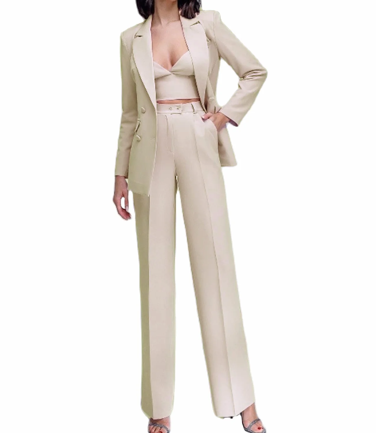 Spodnie garnitur dla kobiet biznes 2 sztuki biurowe damskie garnitury zestawy slim fit formalny garnitur damski