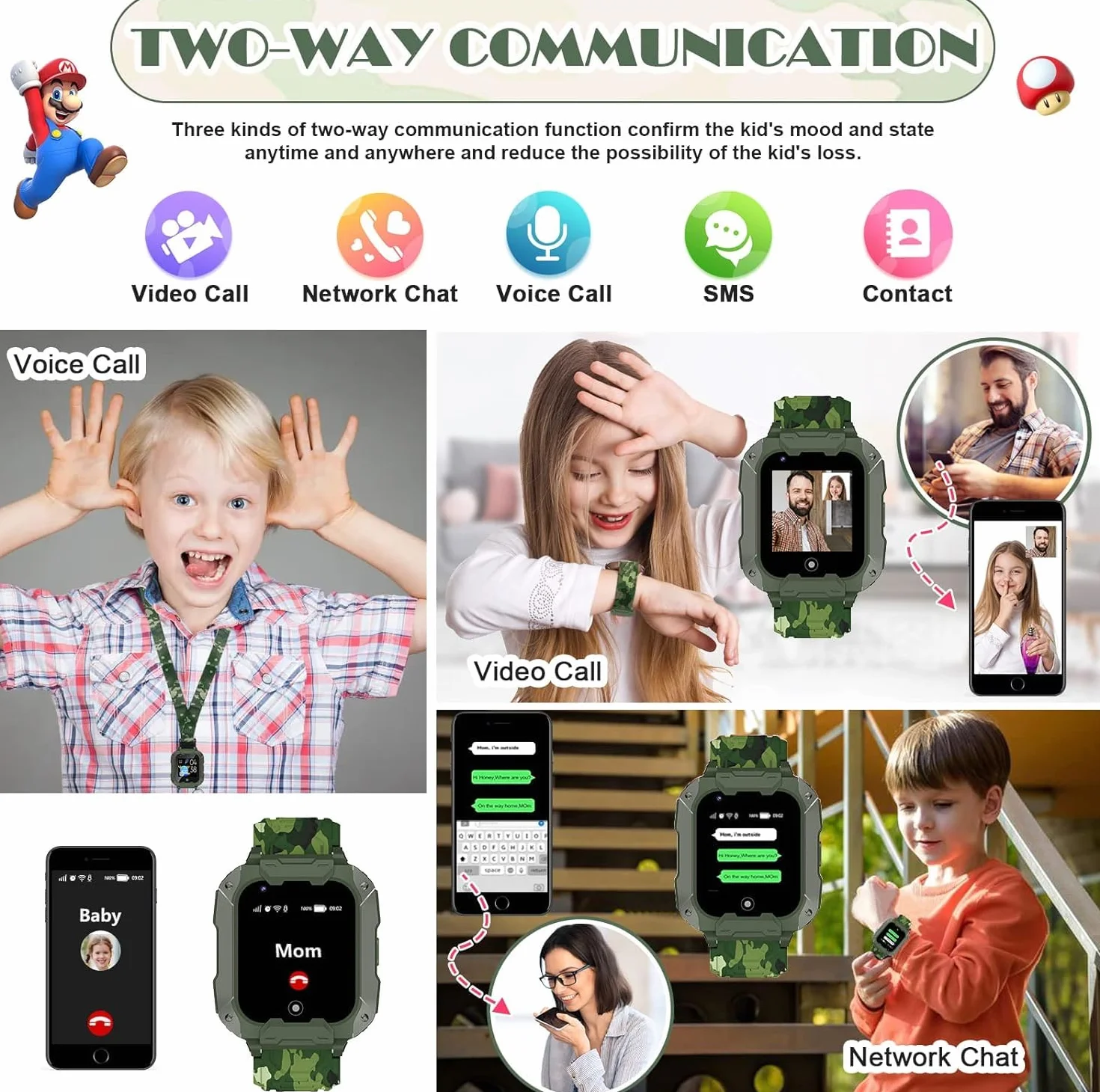 OKYUK Smartwatch 4G dla dzieci – zegarek chłopięcy i dziewczęcy z trackerem GPS, 2-drożne połączenia, rozmowy głosowe i wideo, SOS WLAN, modny smartwatch na urodziny studenta
