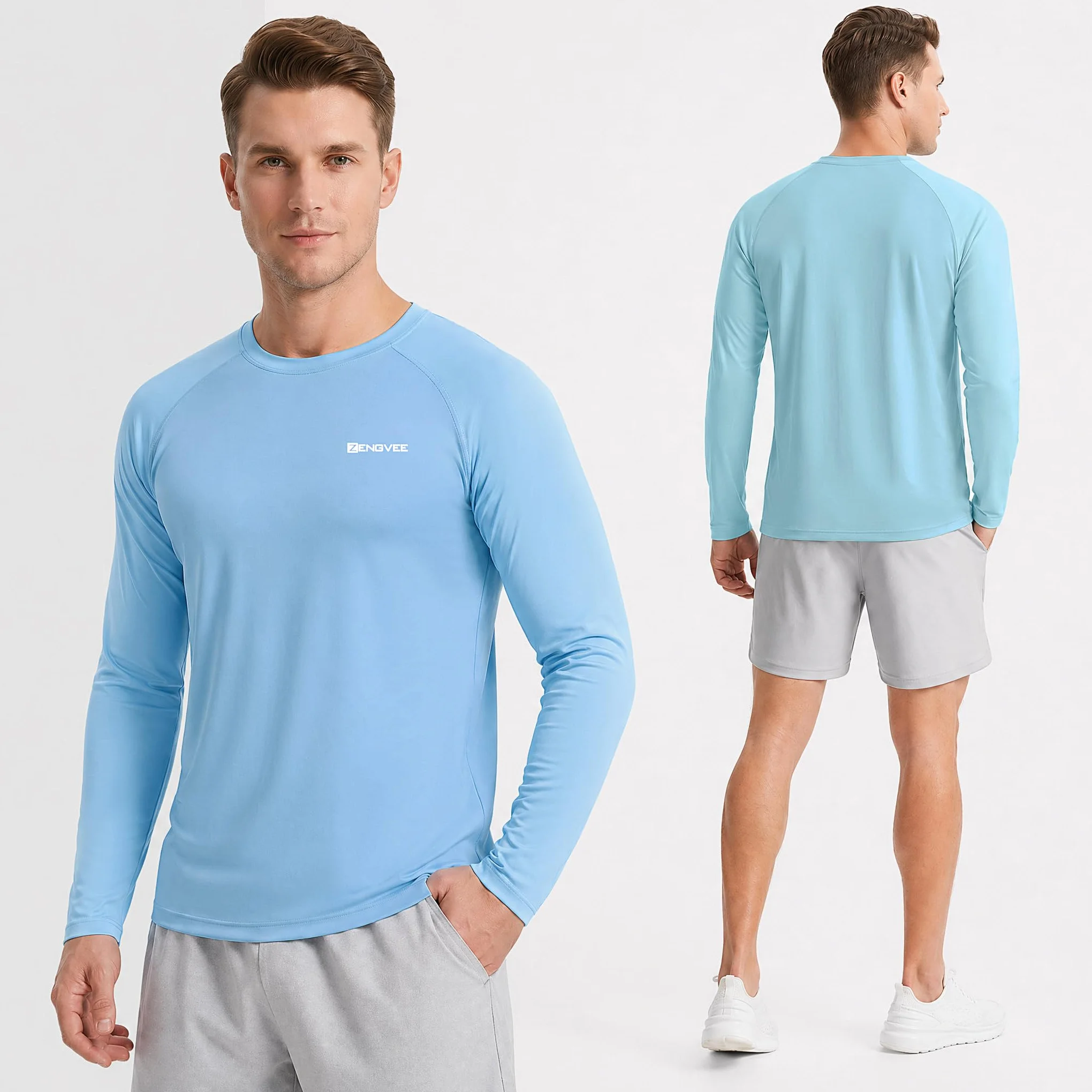 ZENGVEE Rashguard męska koszulka chroniąca przed promieniowaniem UV UPF 50+, szybkoschnąca, lekka, oddychająca, ochrona przed słońcem, do surfowania, pływania, biegania, 3 sztuki w opakowaniu