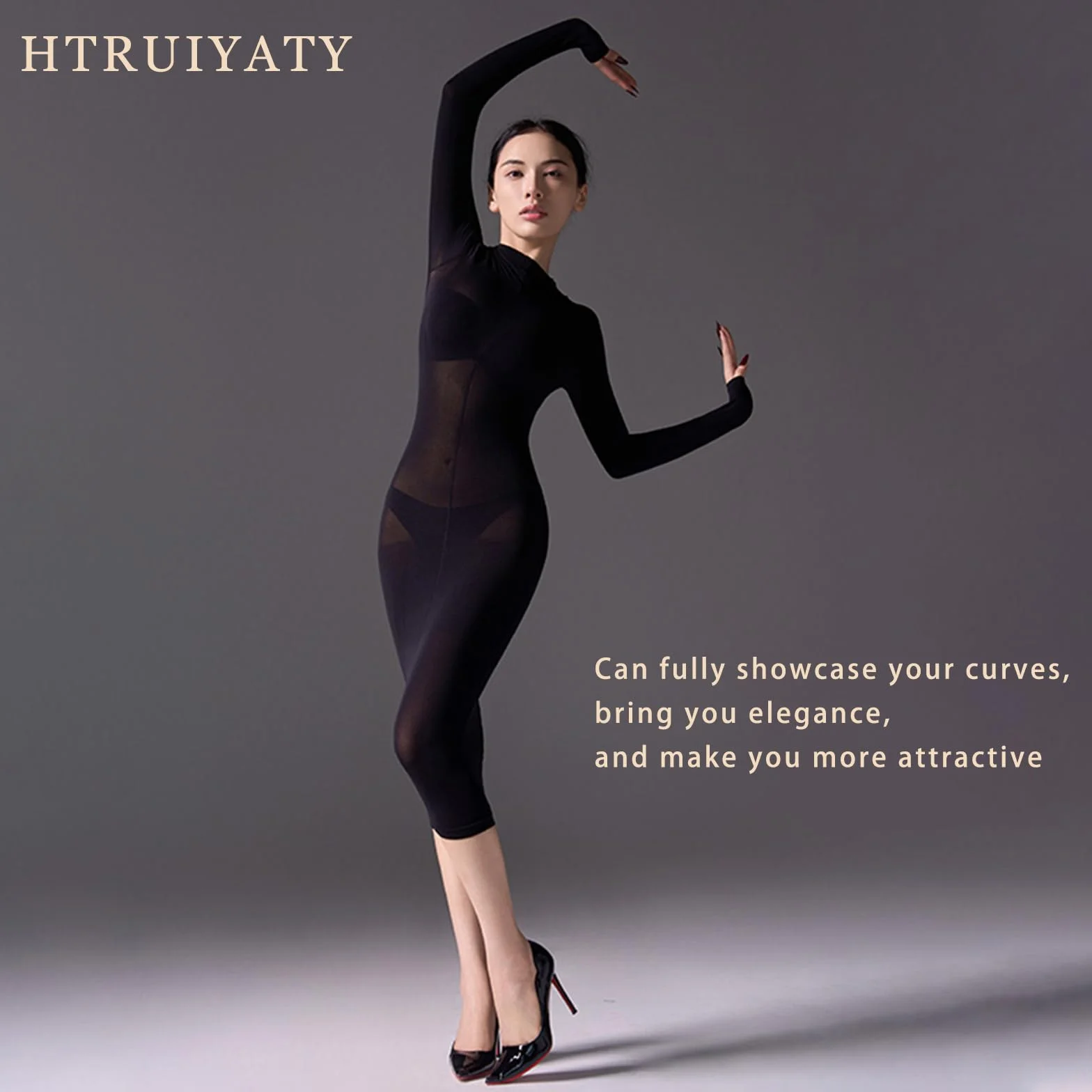 HTRUIYATY Bodystocking damskie przezroczyste rajstopy seksowna koszula nocna przezroczysta piżama bodycon sukienka bodystocking 120 Denier