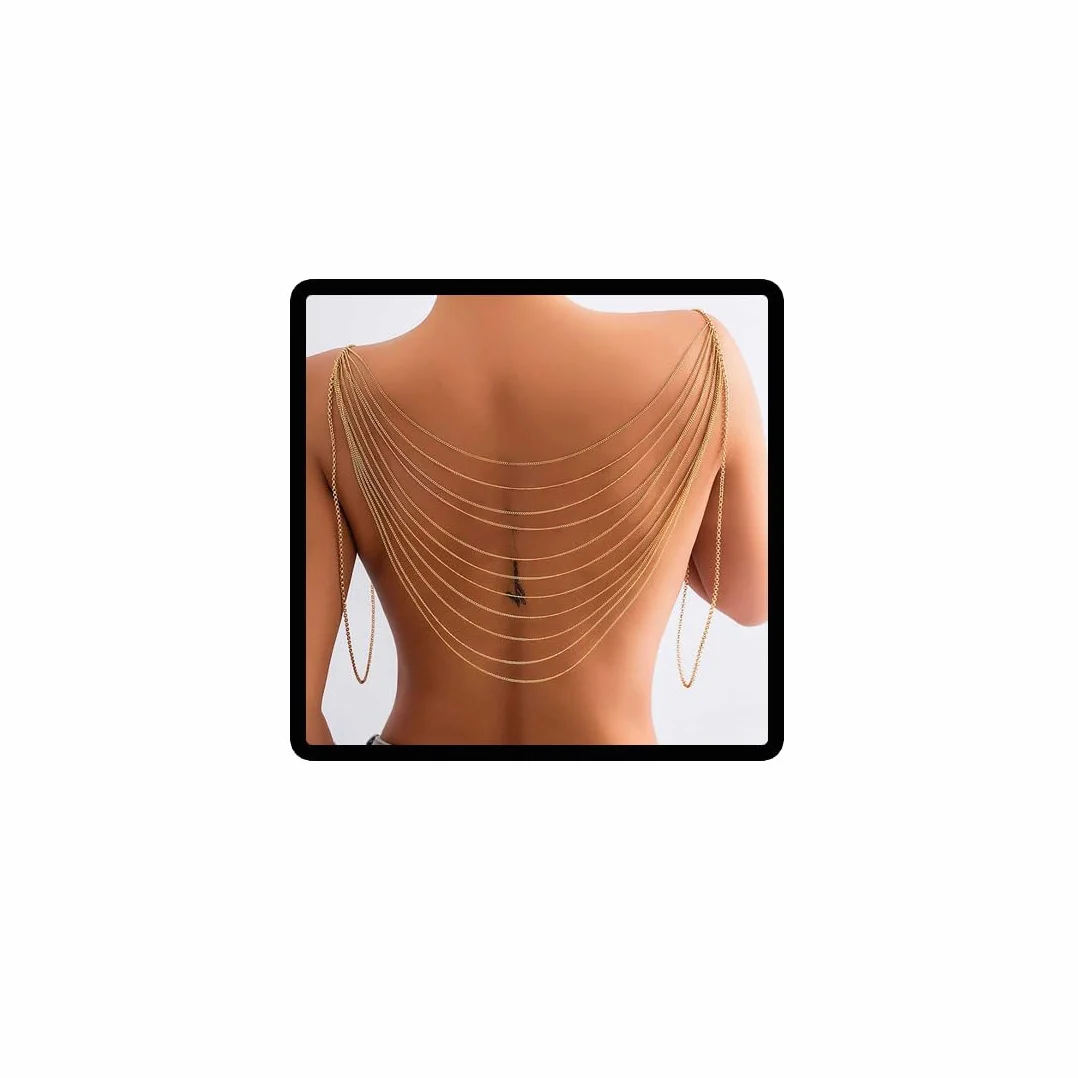 Cubahop Metal Tassel Chain Shoulder Chain Body Bra Sexy Bikini Body Jewelry Chain Women and Girl