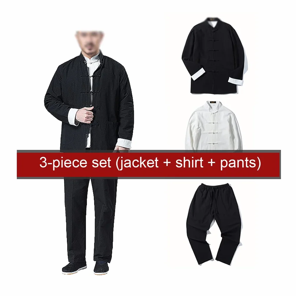 Mundury Kung Fu Strój Tang Mężczyźni Tradycyjna chińska odzież, w tym koszule, spodnie, kurtki, garnitur do sztuk walki Bawełniana pościel Tai Chi Ubrania Zen Mundur do medytacji