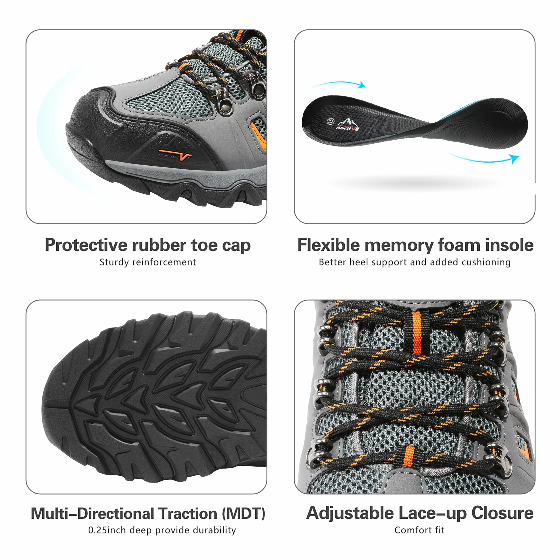 NORTIV 8 Męskie wodoodporne buty turystyczne, skórzane, niskie buty turystyczne do aktywności na świeżym powietrzu, trekkingu, na kemping, spacery