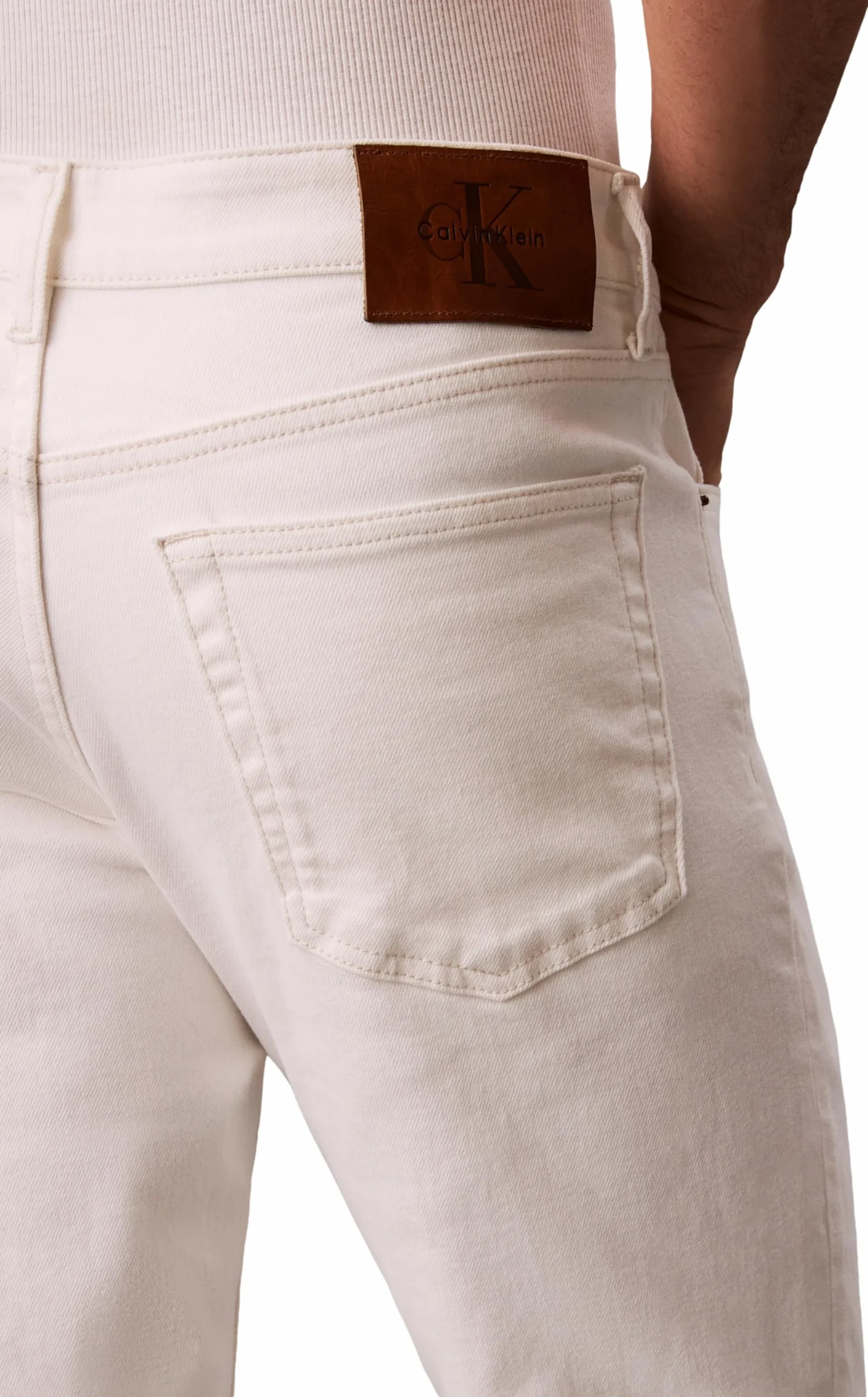Calvin Klein Slim Chalk White Jean Lv04rf751g - Dżins Mężczyźni