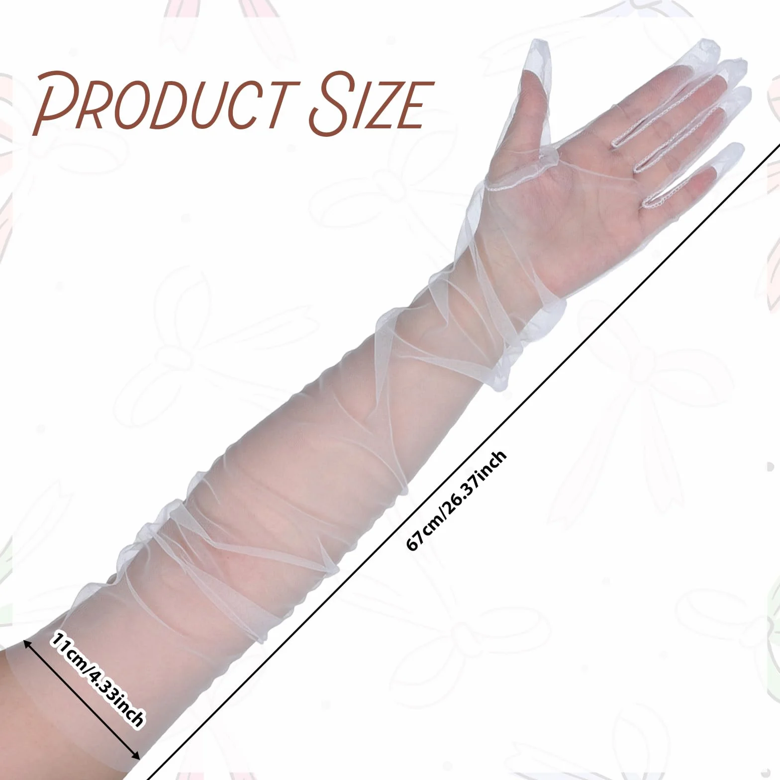 Giantree Długie tiulowe rękawiczki, przezroczyste, na imprezę i do łokci, 70 cm, ślubne, do kostiumów na bal operowy dla kobiet i dziewcząt na weselu