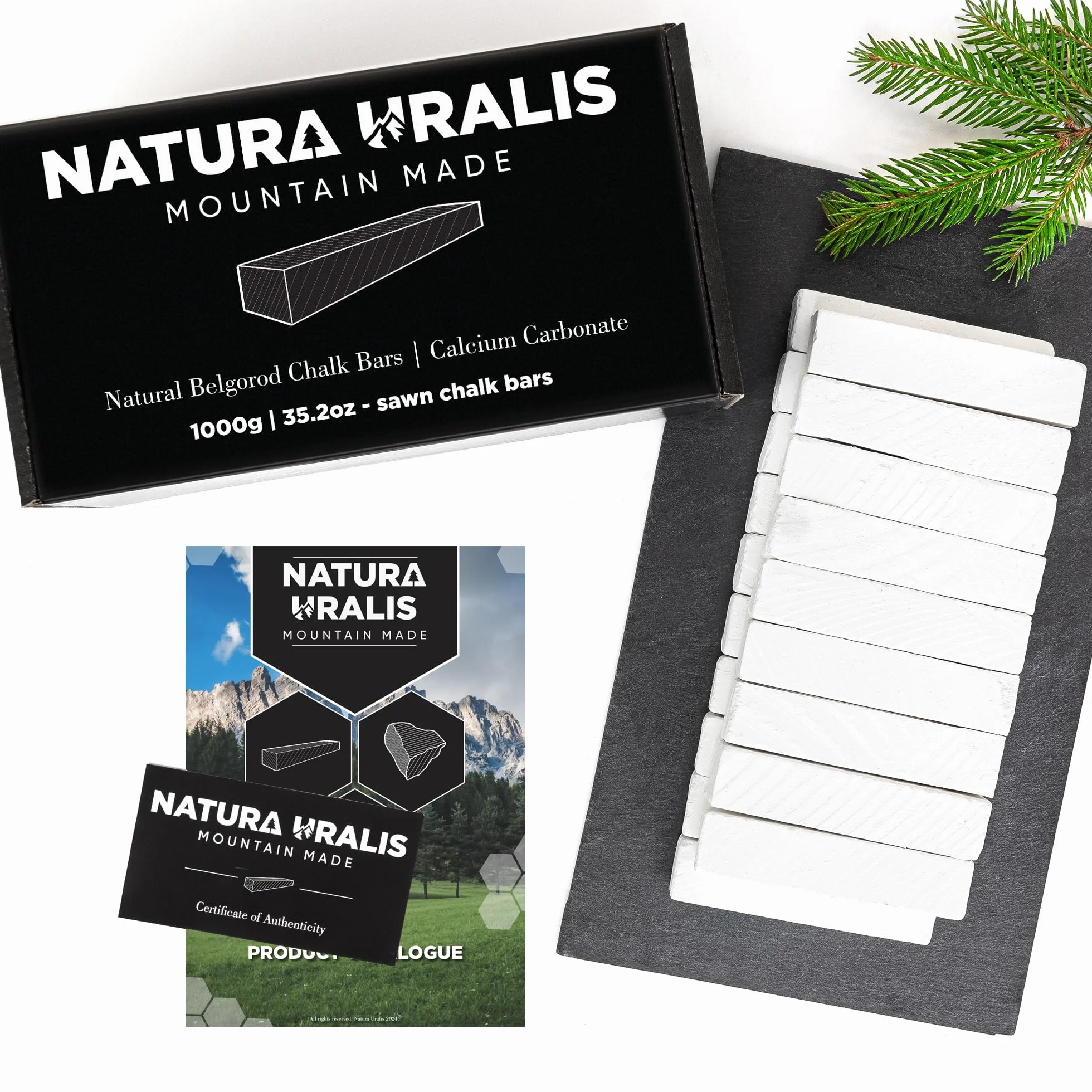Natura Uralis Premium Belgorod Tynk Siekany | 1000g Białych Słupków Wapiennych - Niesamowity Chrzęst, Satysfakcjonująca Ziemista, Aksamitna i Solidna Tekstura, Sensacja ASMR