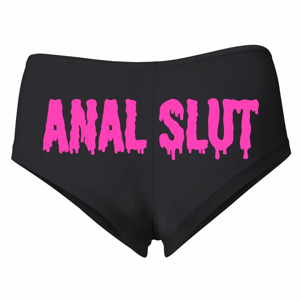 Neon Anal Slut Sexy Naughty Slutty Women's Cotton Spandex Booty Shorts Women's Cotton Spandex Booty Shorts, Black, Medium