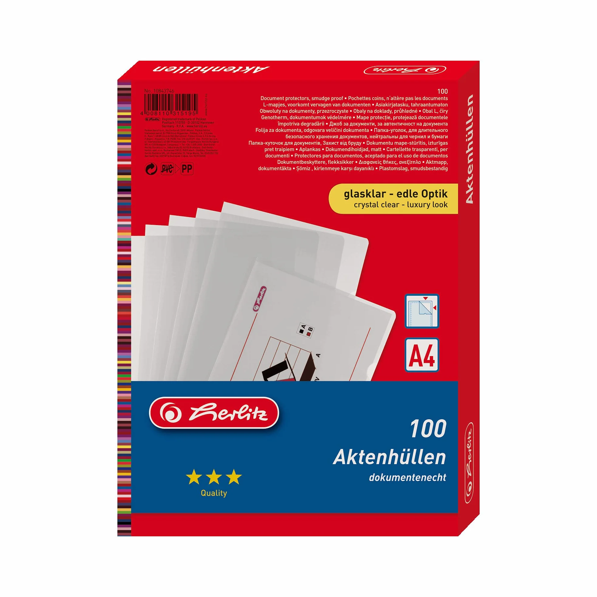Herlitz 10843746 Teczka Na Dokumenty, Przezroczysty, A4/100 sztuk