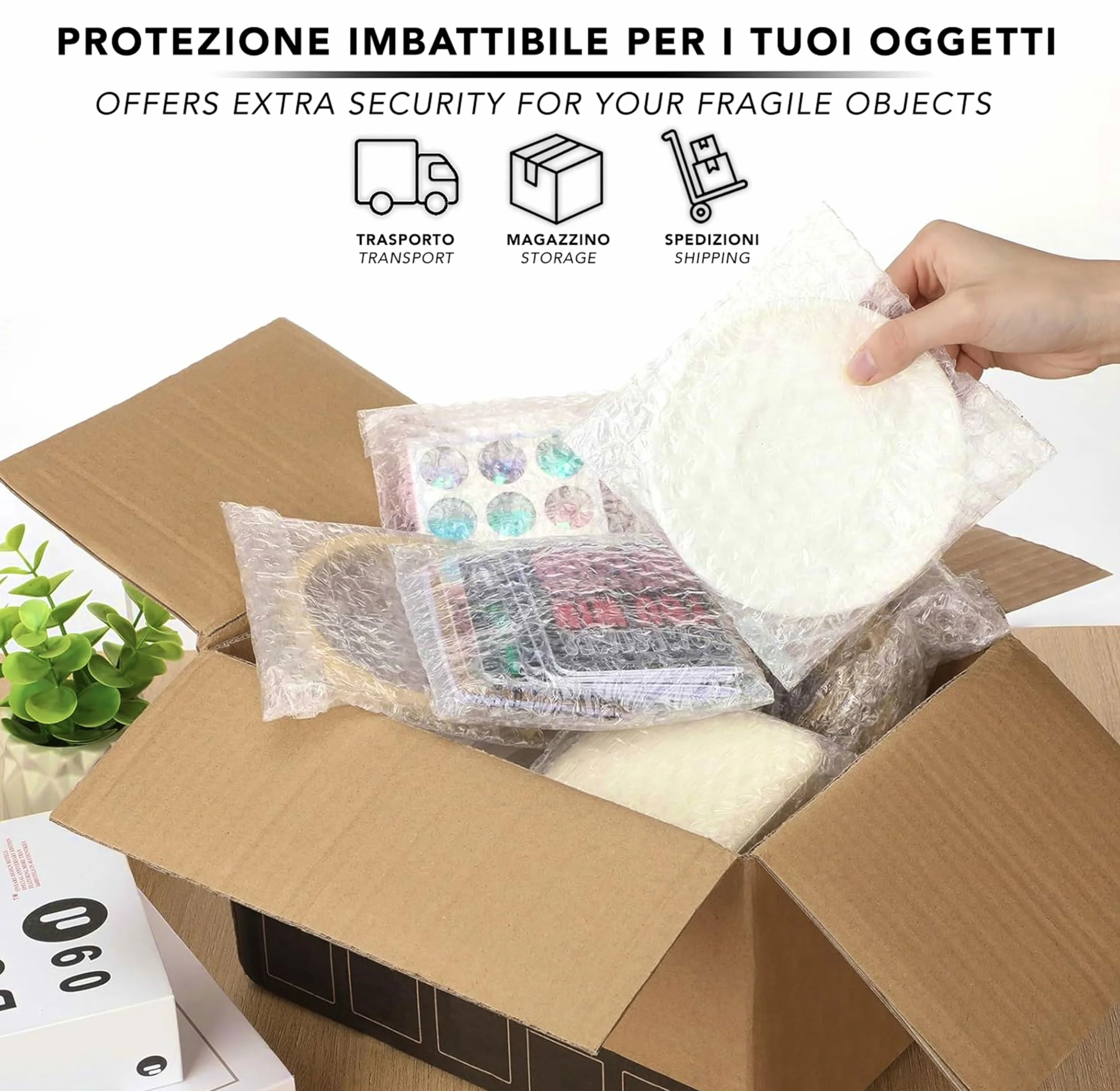 IPEA Woreczki bąbelkowe do pakowania i wysyłki - 30 sztuk - Made in Italy - 30 x 20 cm - duża torba bąbelkowa do ochrony, wyściółki, pakowania przedmiotów - odporna na rozdarcia i wstrząsy
