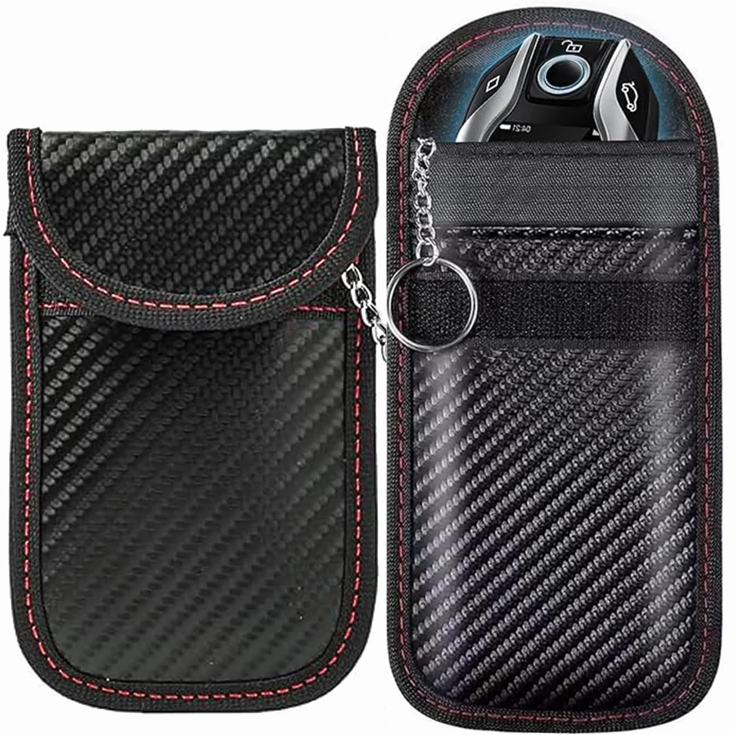 Faraday zestaw 2 sztuk etui na kluczyki samochodowe, blokada RFID, etui Faraday dla bezpieczeństwa samochodu, ochrona przed kradzieżą, zdalne wejście bez klucza, wejście na kluczyki samochodowe