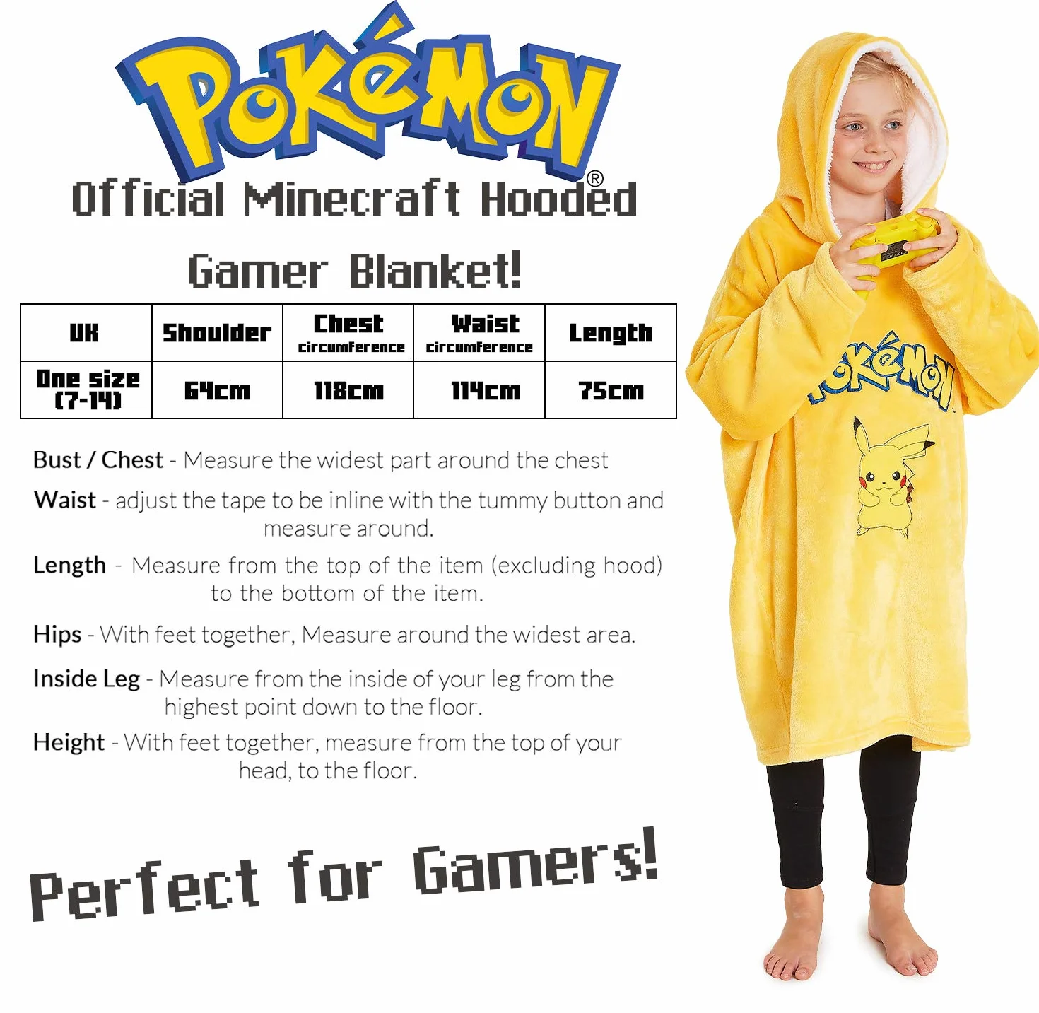 Pokémon Bluza w kratę, ponczo polarowa bluza z kapturem dla dzieci