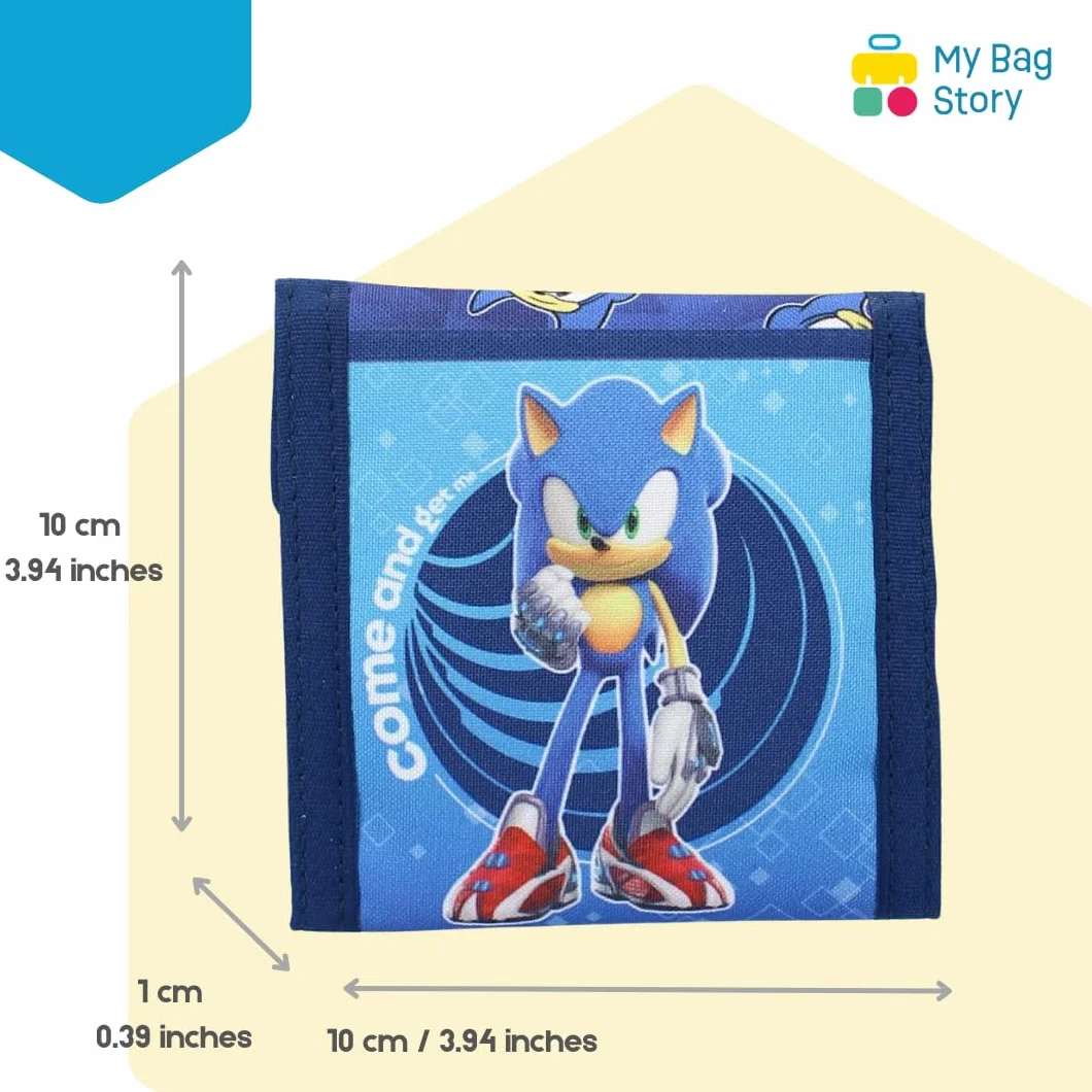 mybagstory - Portfel dziecięcy Sonic Bleu - dla dzieci - Szkoła - Przedszkole - Przedszkole - Przedszkole - Wakacje - 10 cm, Sonic - Niebieski, Enfant, Chłopiec