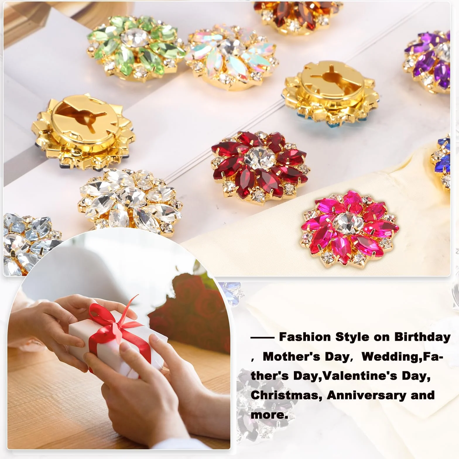 PATIKIL Damska osłona guzika, spinki do mankietów ze strasu kwiat do koszuli tuxedo rękaw Costage Man Business Wedding Gift Craft urodziny, srebrny odcień (czarny)