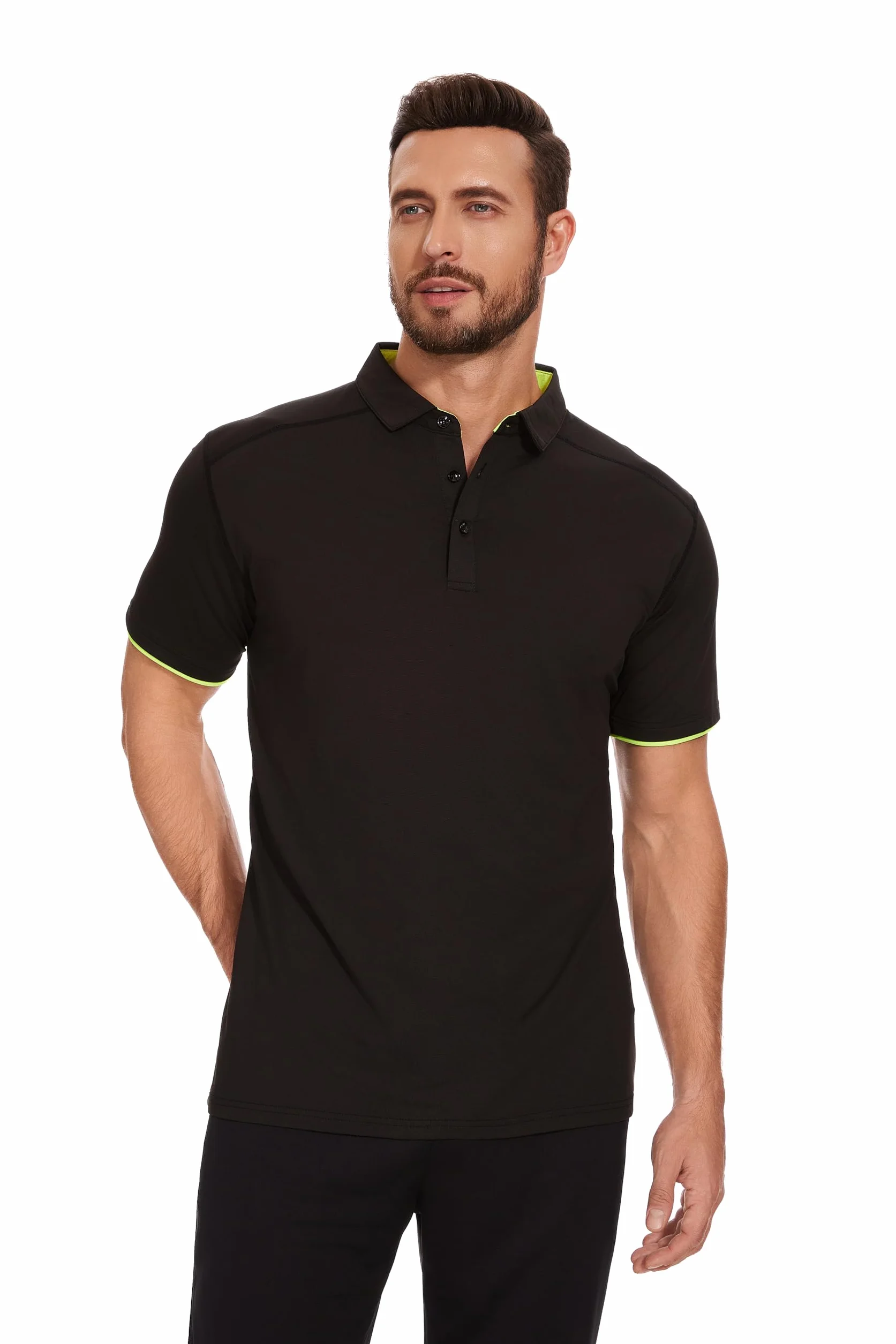 AMZSPORT 3-częściowy zestaw Basic męska koszulka polo z krótkim rękawem - koszulka polo slim fit i golf