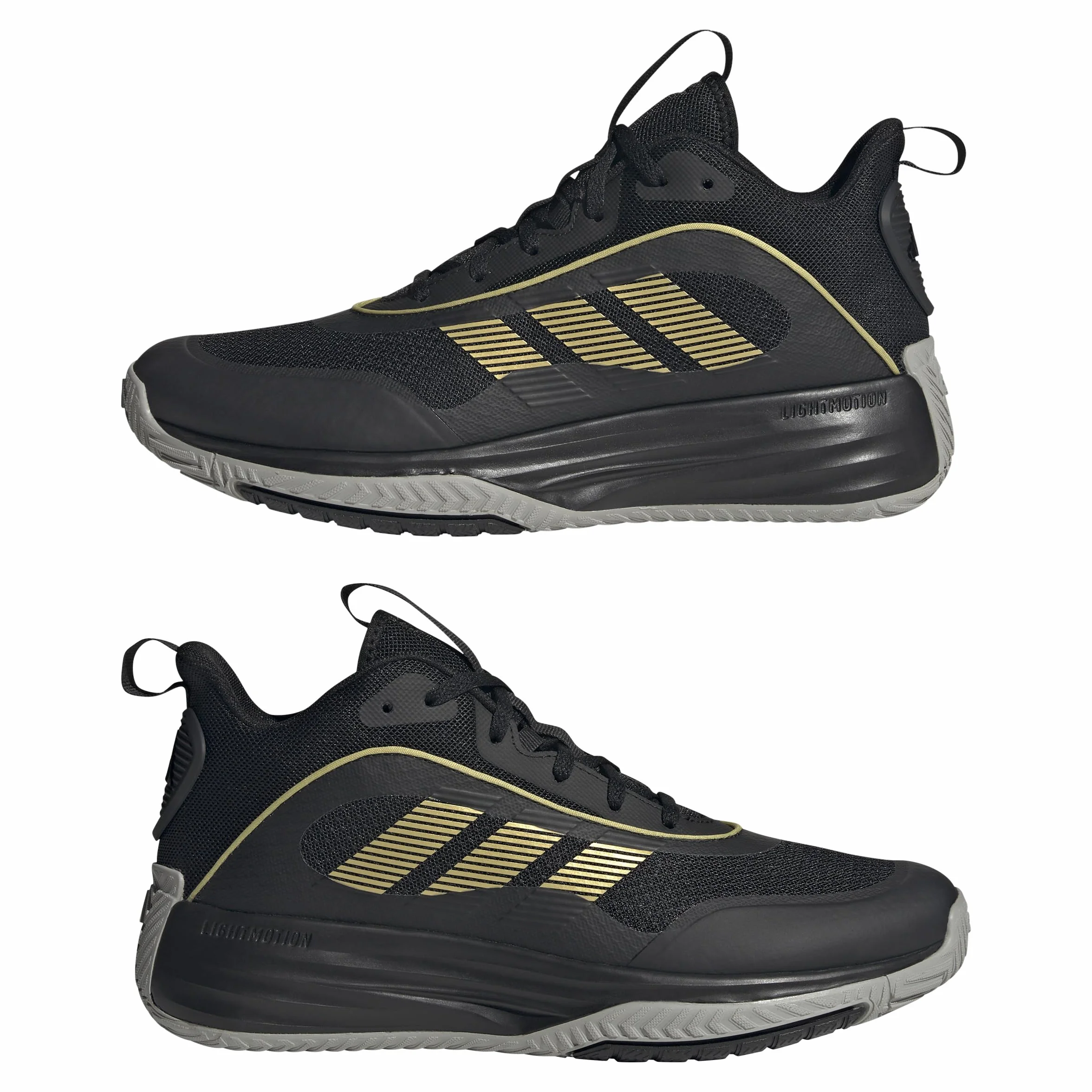 adidas Mezczyzni Own The Game 3 Shoes, Core Black/Gold Metallic/Mgh Solid Grey, 44 2/3 EU